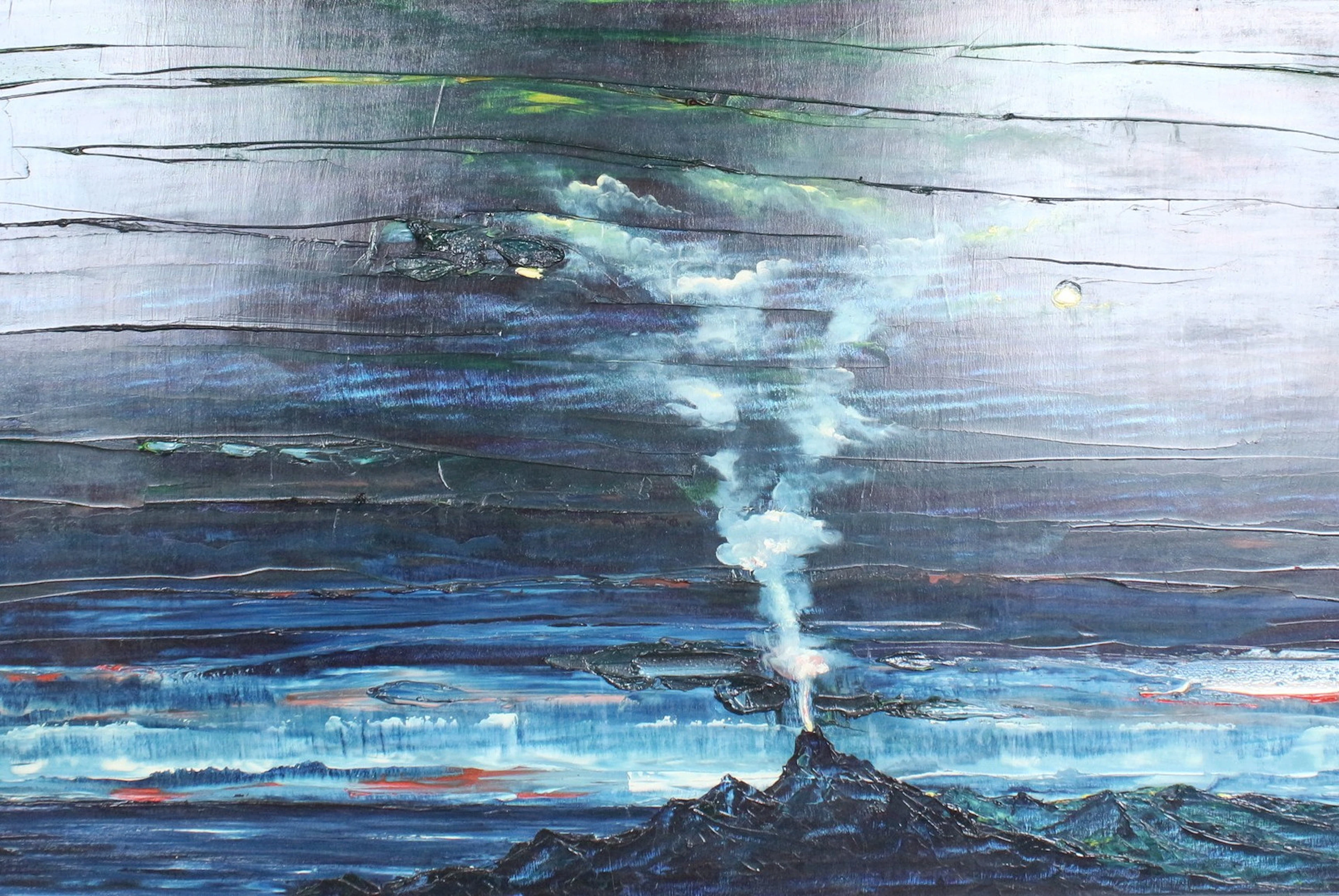 LUDWIG ALTHAUS. Öl auf Platte, '' Vulkan '' (1962).