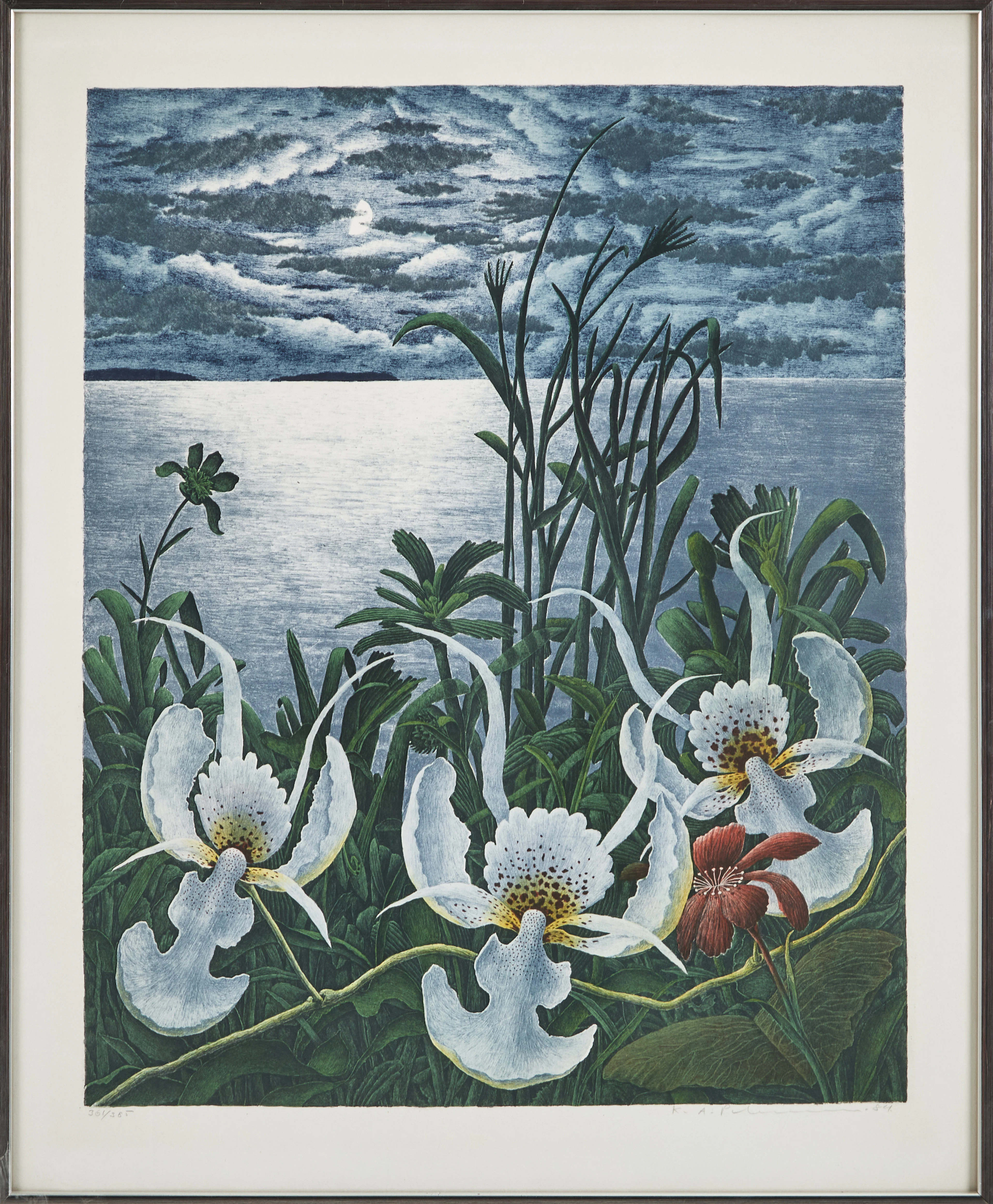 KARL AXEL PEHRSON. Exotiska blommor, färglitografi, signerad och daterad