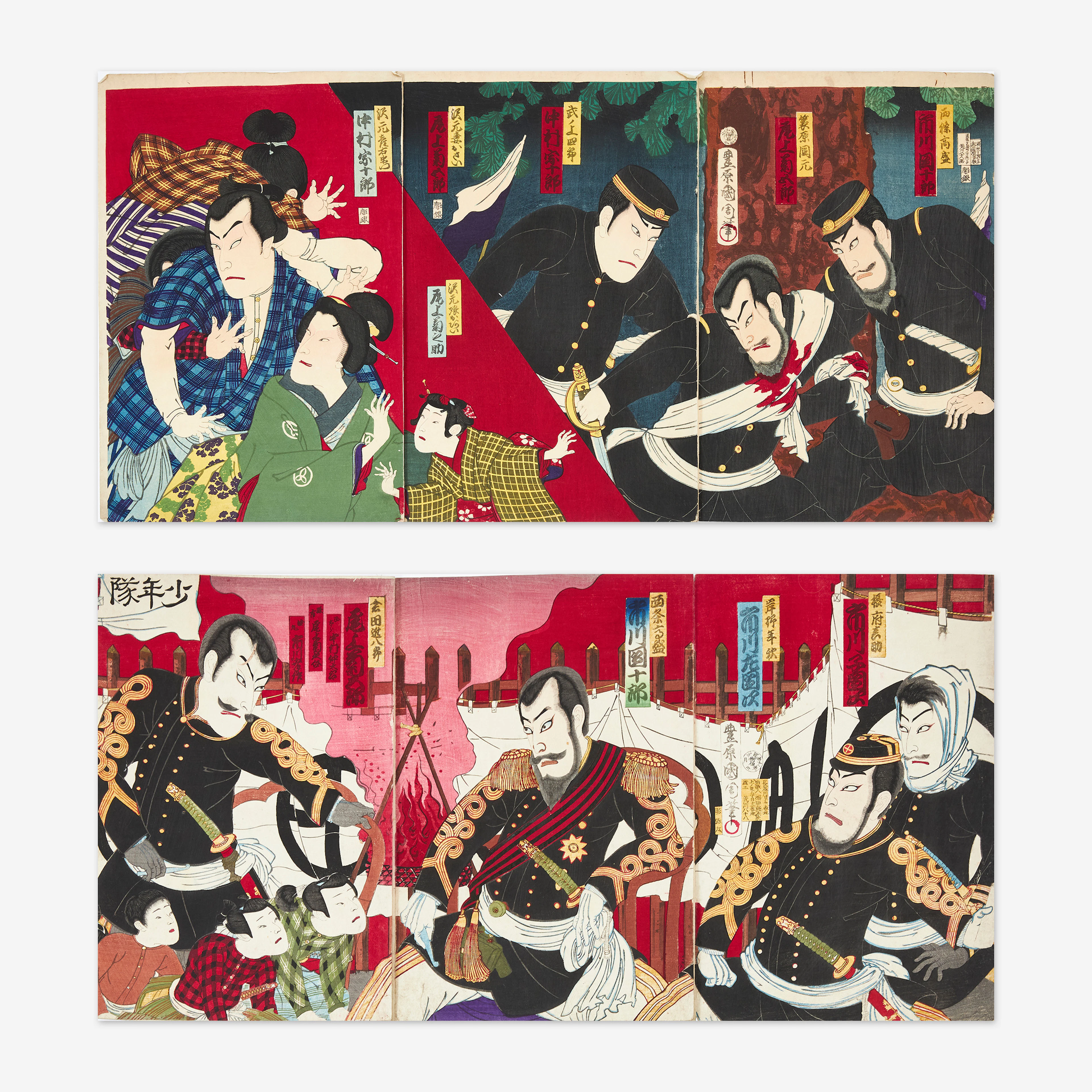 TOYOHARA KUNICHIKA (JAPAN, 1835-1900). Two triptychs.