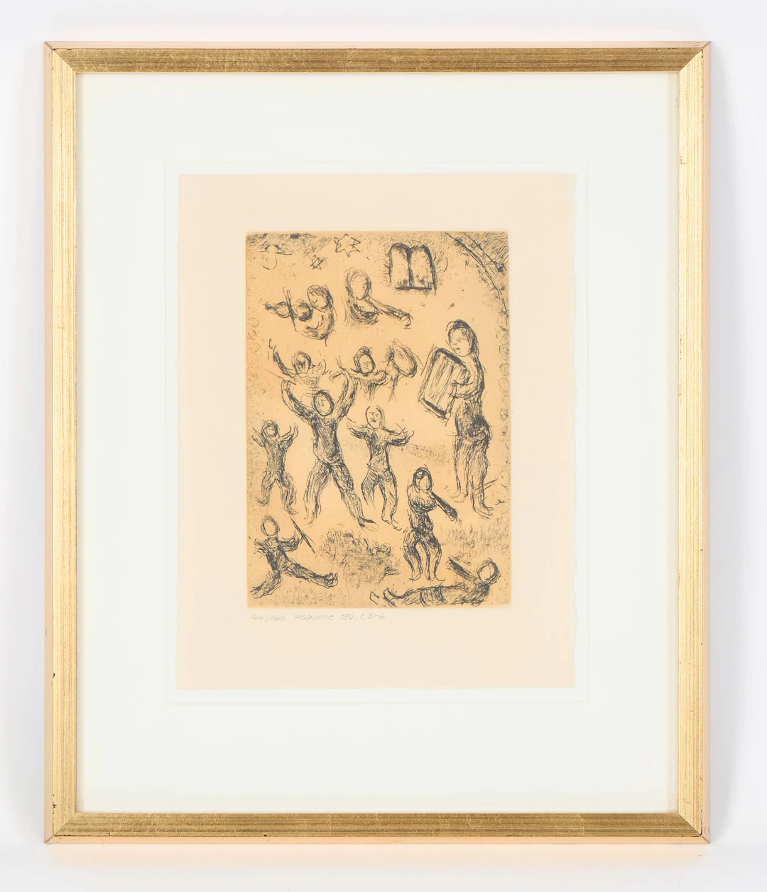 MARC CHAGALL. Ur "Psaumes de David", etsning 44/160, 1978-79, pl. 30, Ps. 150.