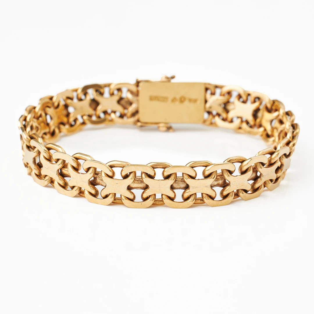 ARMBAND, 18 k guld, x-länk, A Abbéus, Stockholm 1936.