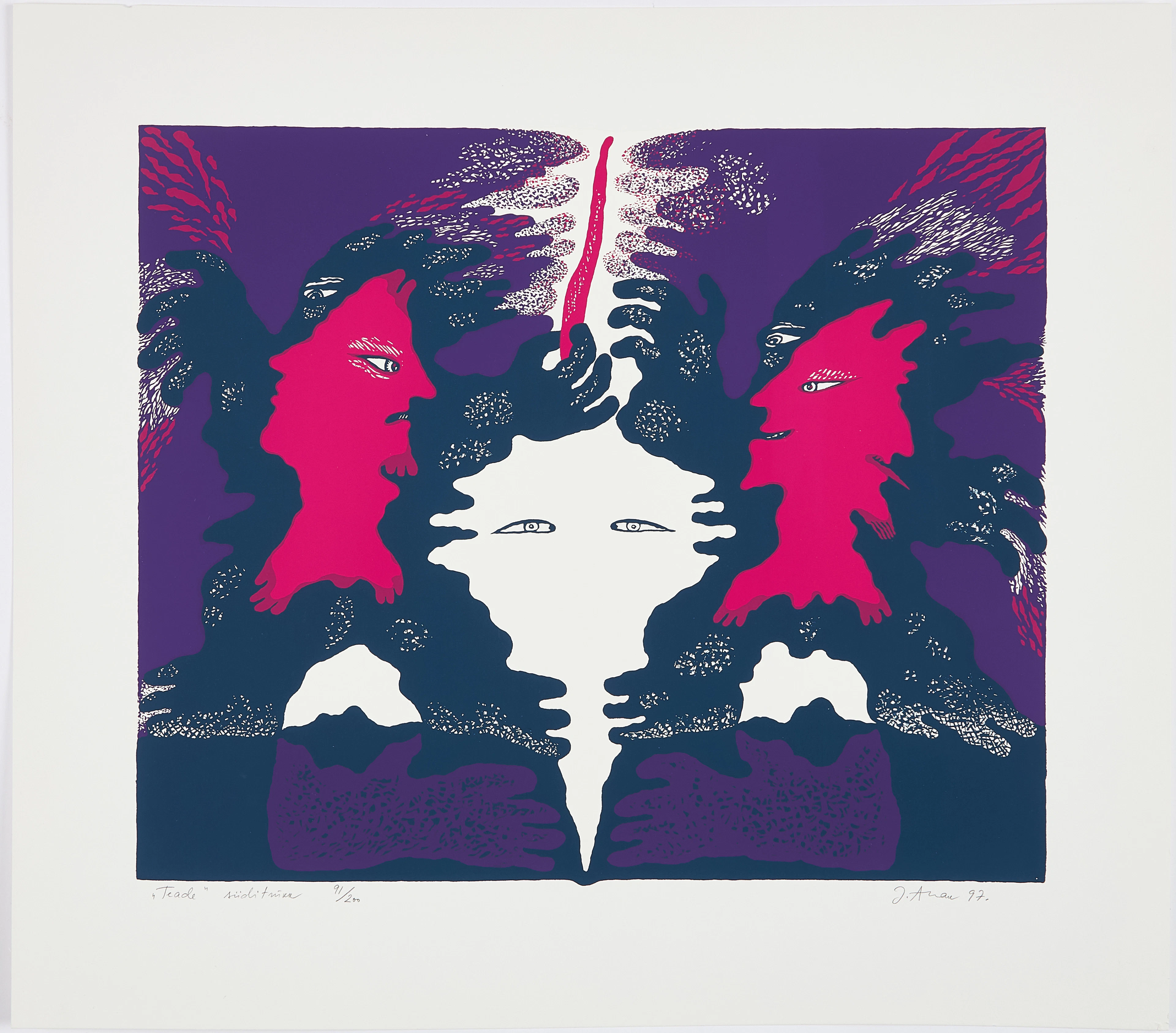 JÜRI ARRAK. "Teade", färgserigrafi, signerad,-97, nr 91/200.