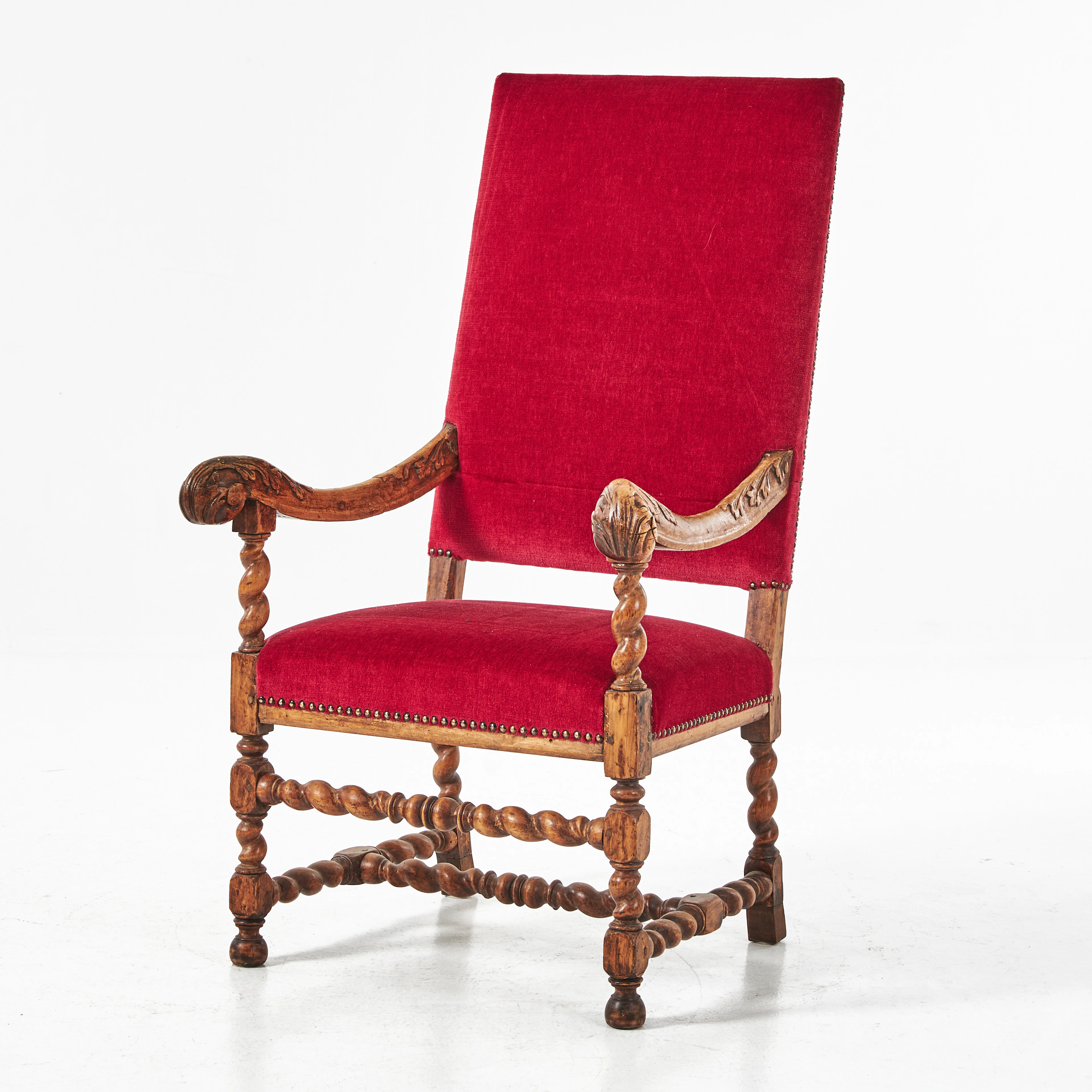 KAMRSTOL, 1700-tal, Barock, skuren dekor, klädd i sammet.