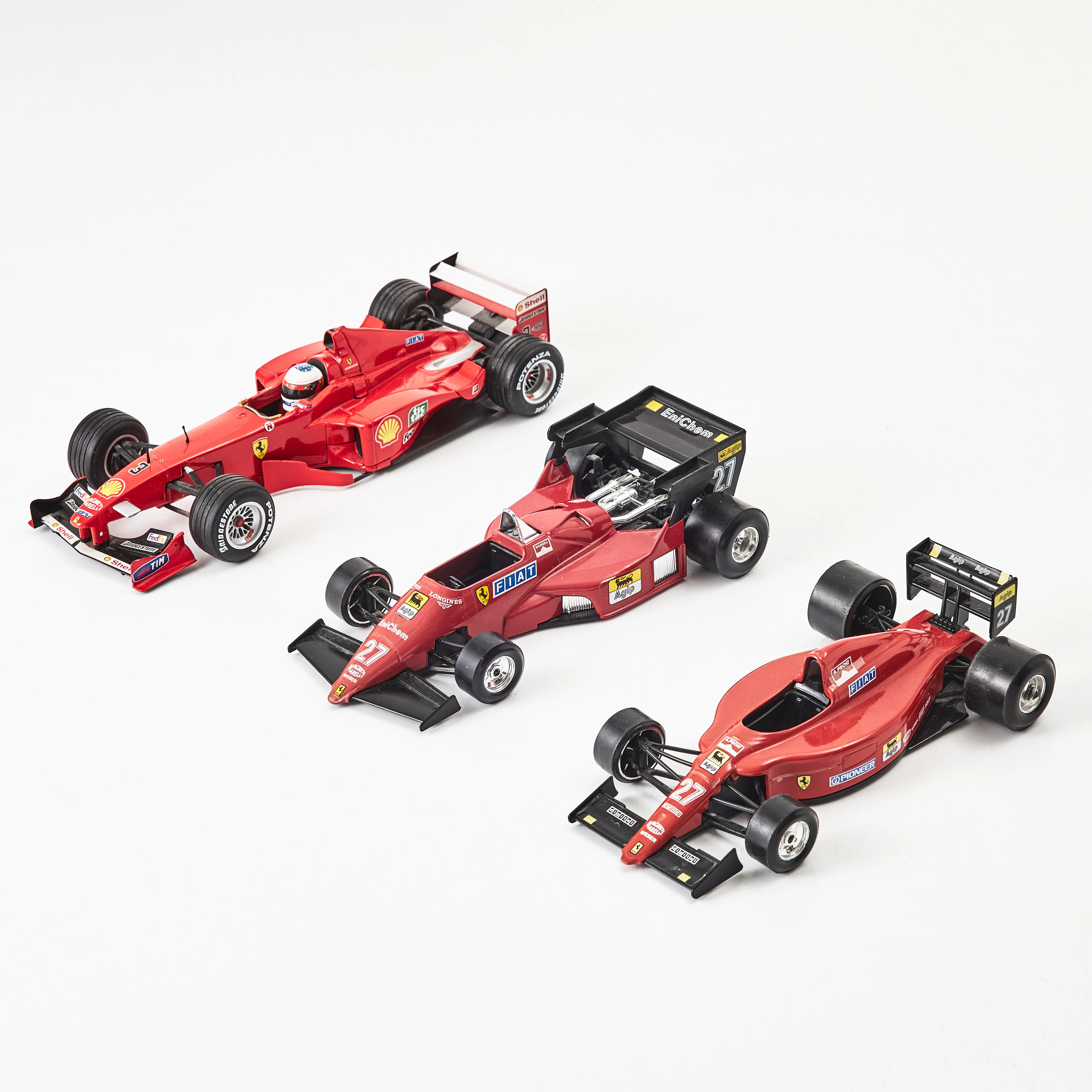 MODELLBILAR, 3 st., Ferrari, skala 1:18/1:24, Bburago och Mattel Hot