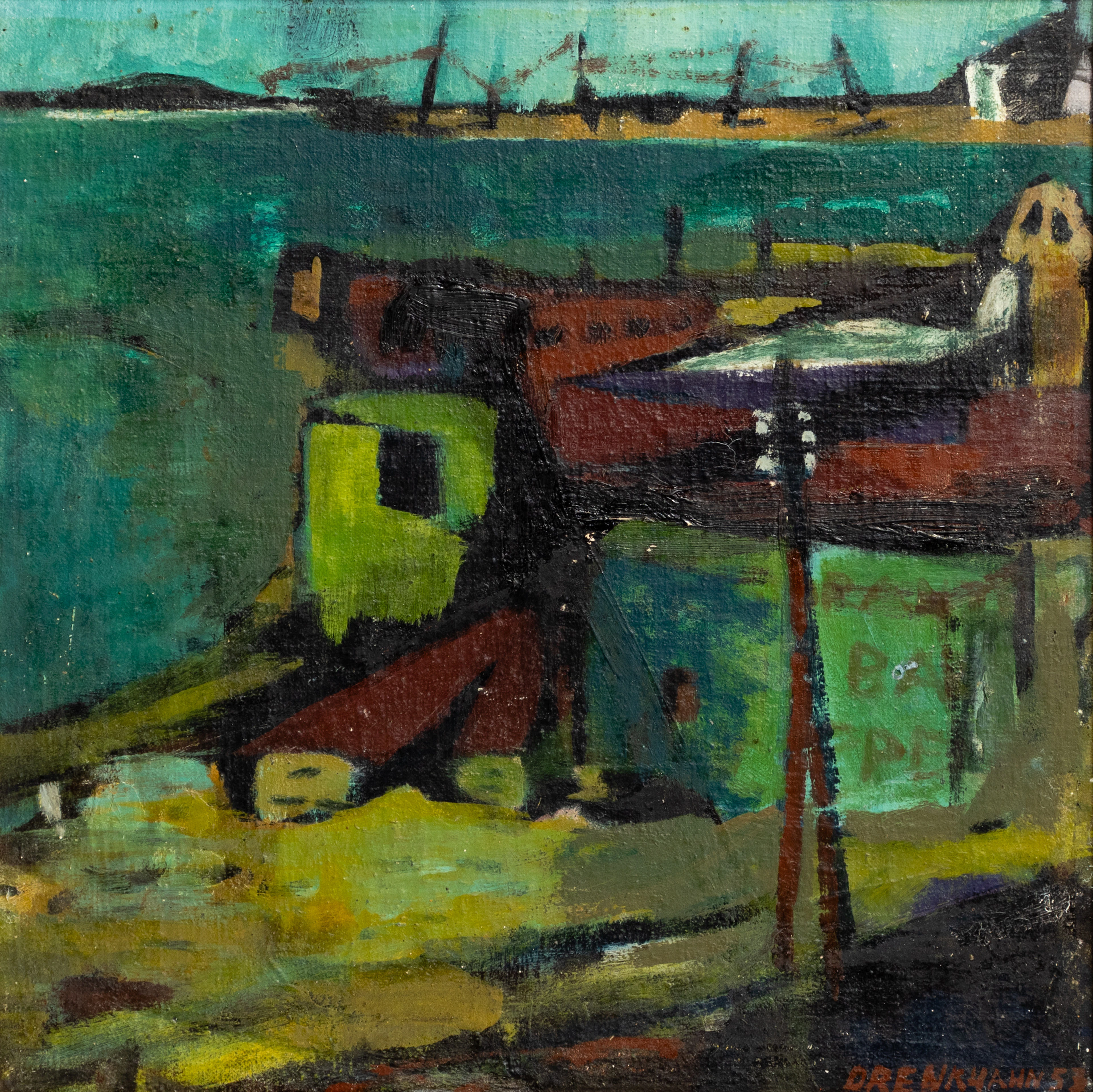 REINHARD DRENKHAHN (1926-1959). Grüne Landschaft mit Insel.