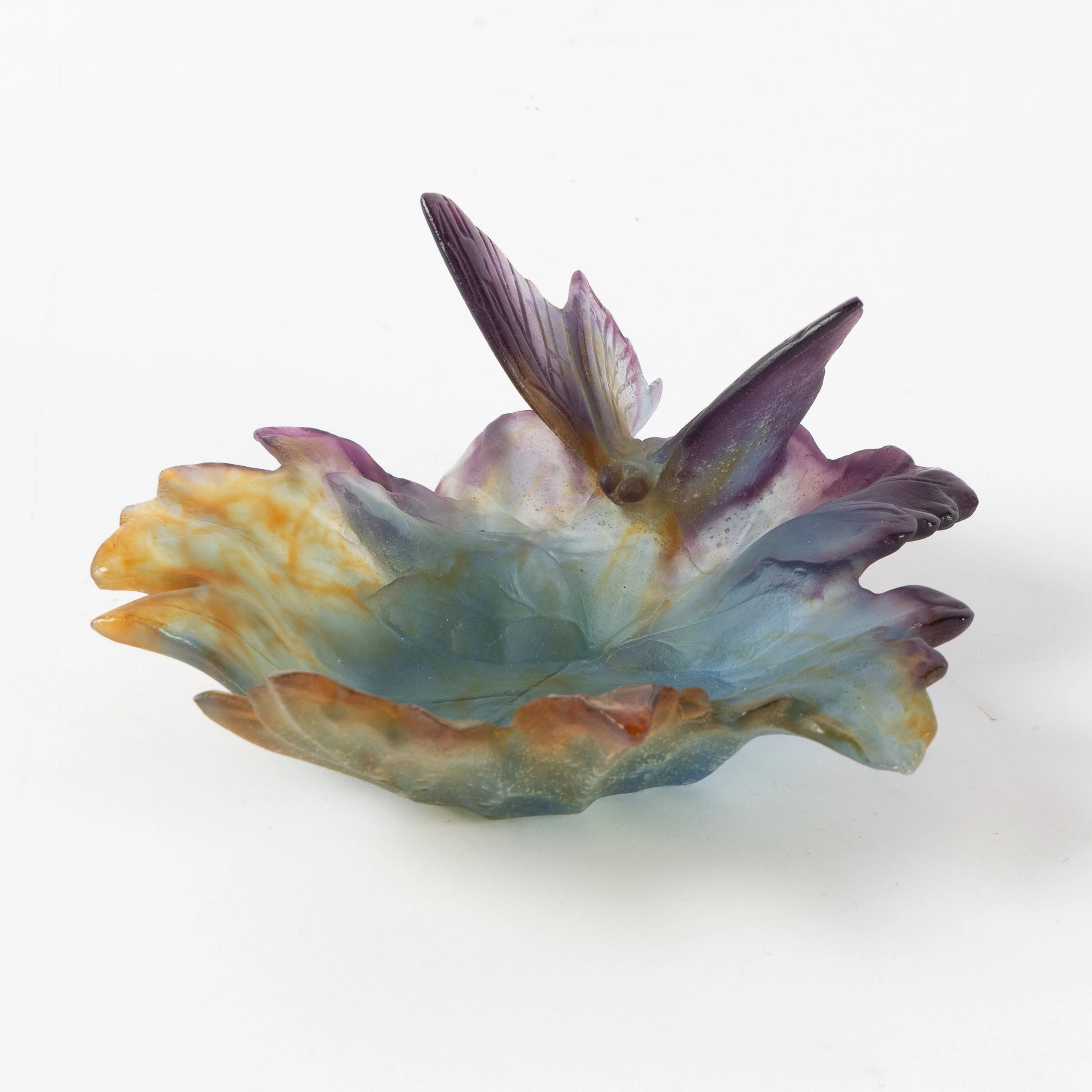 DAUM NANCY. Skål, glas, "Grand Papillon", pate de verre, signerad