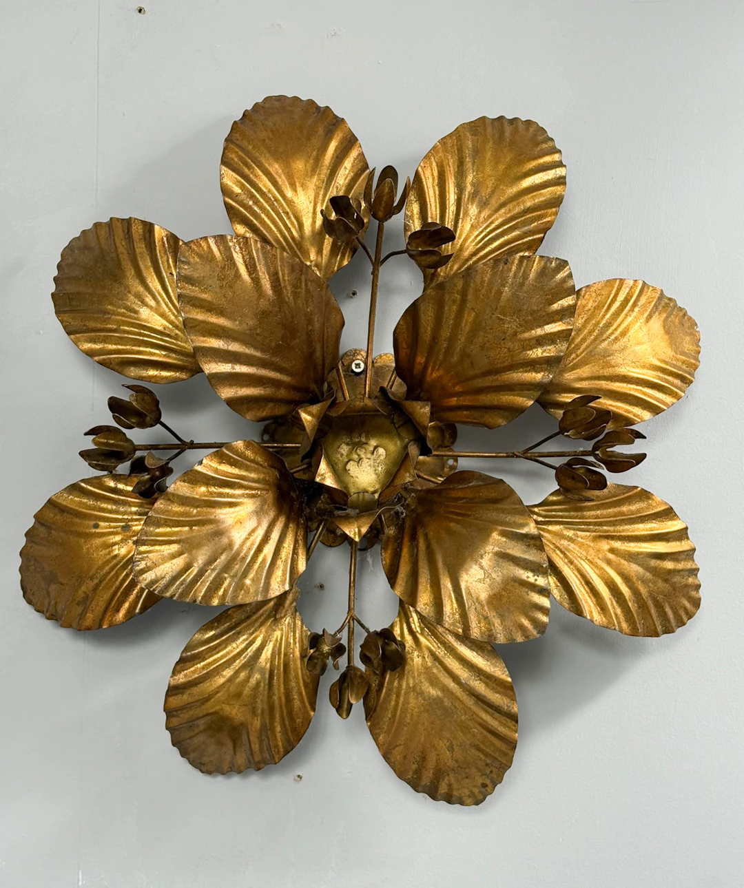 HANS KÖGL. Wandlampe/Deckenlampe, Hollywood Regency, Deutschland, 1970er Jahre.