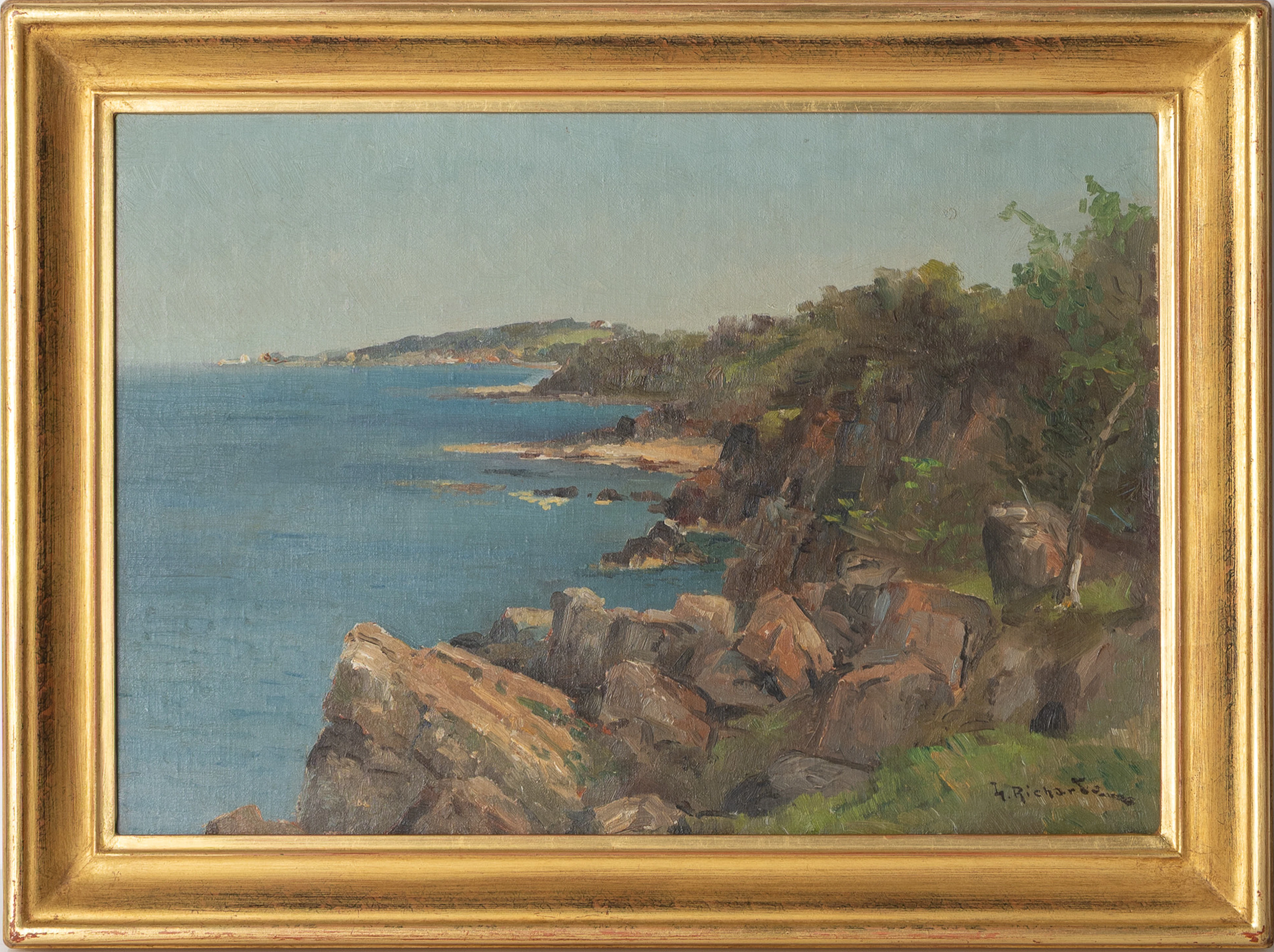 LUDVIG RICHARDE. Olja på duk, kustbild, troligen Bohuslän, signerad.