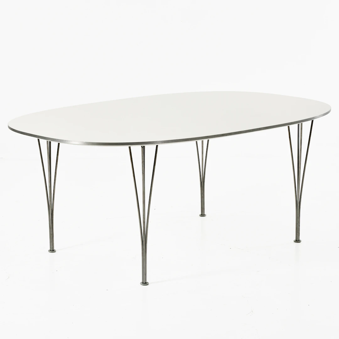 PIET HEIN & BRUNO MATHSSON. "Superellips", matbord, vitlaminerat med