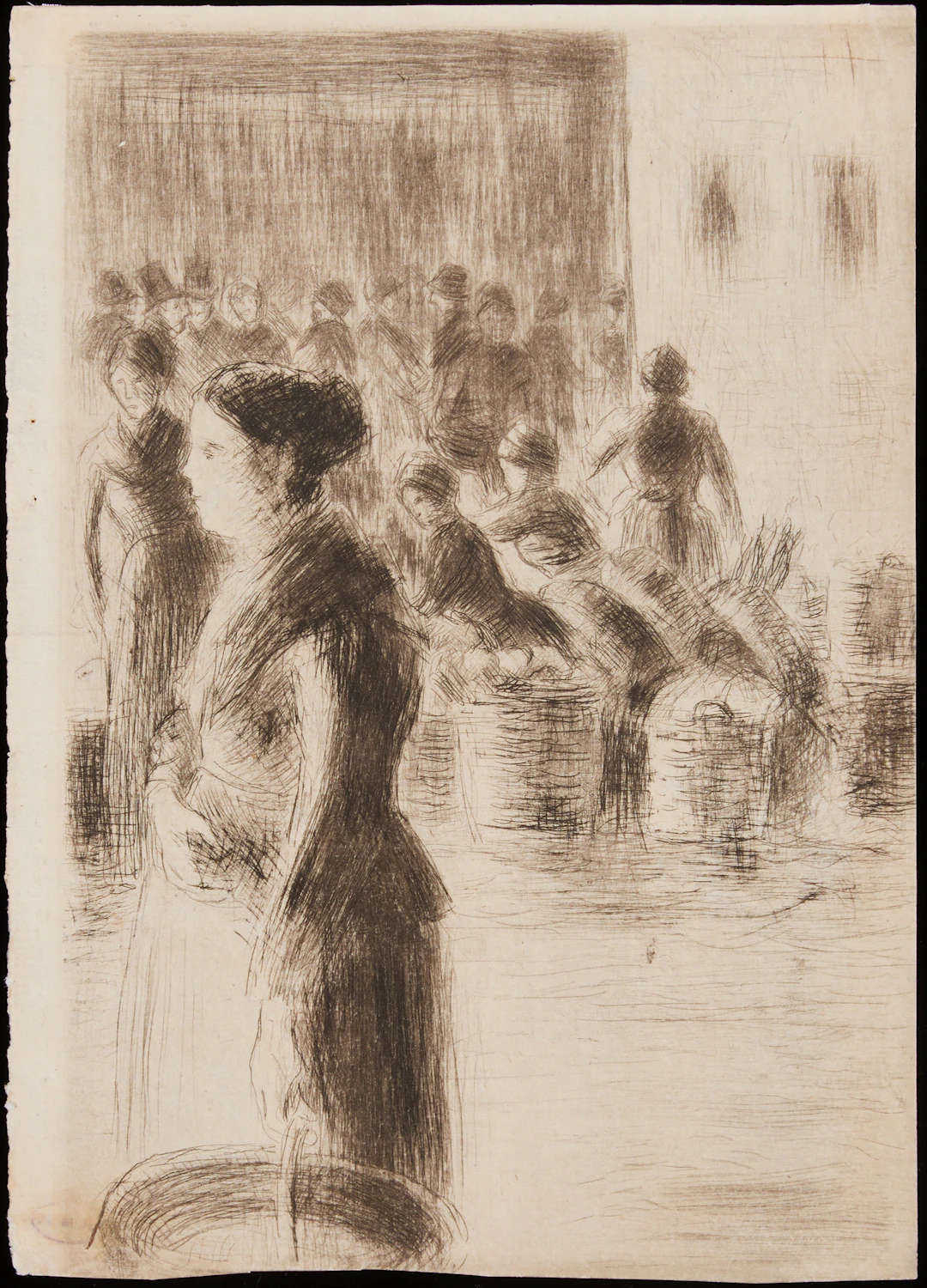 CAMILLE PISSARRO (1830-1903). "La Bonne faisant son Marché".