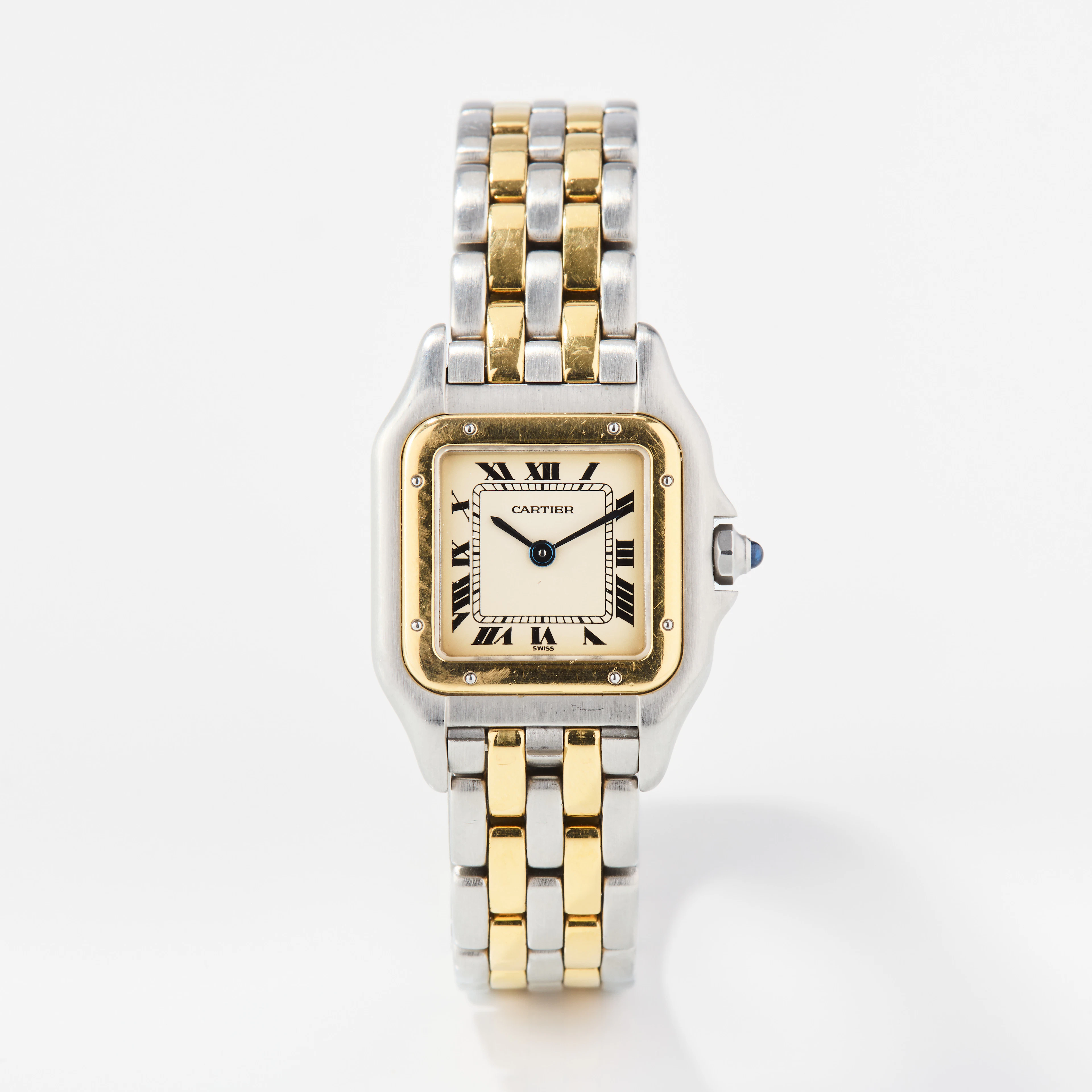 CARTIER, Panthère, armbandsur, 21,5 x 21,5 (29,5) mm, stål/guld, ca 1995.