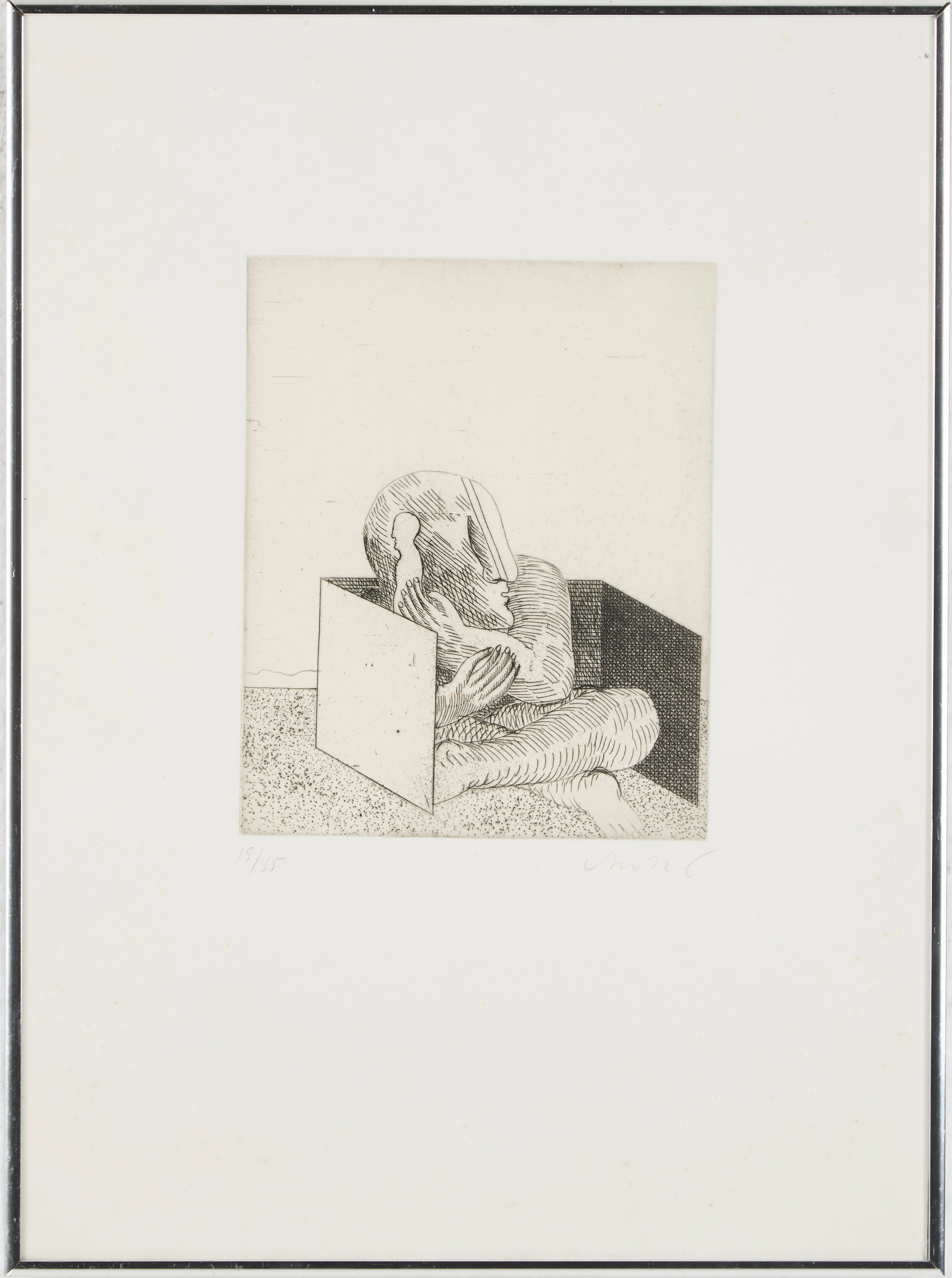 HORST ANTES. abstrakt figur, etsning, signerad och numrerad 15/35.