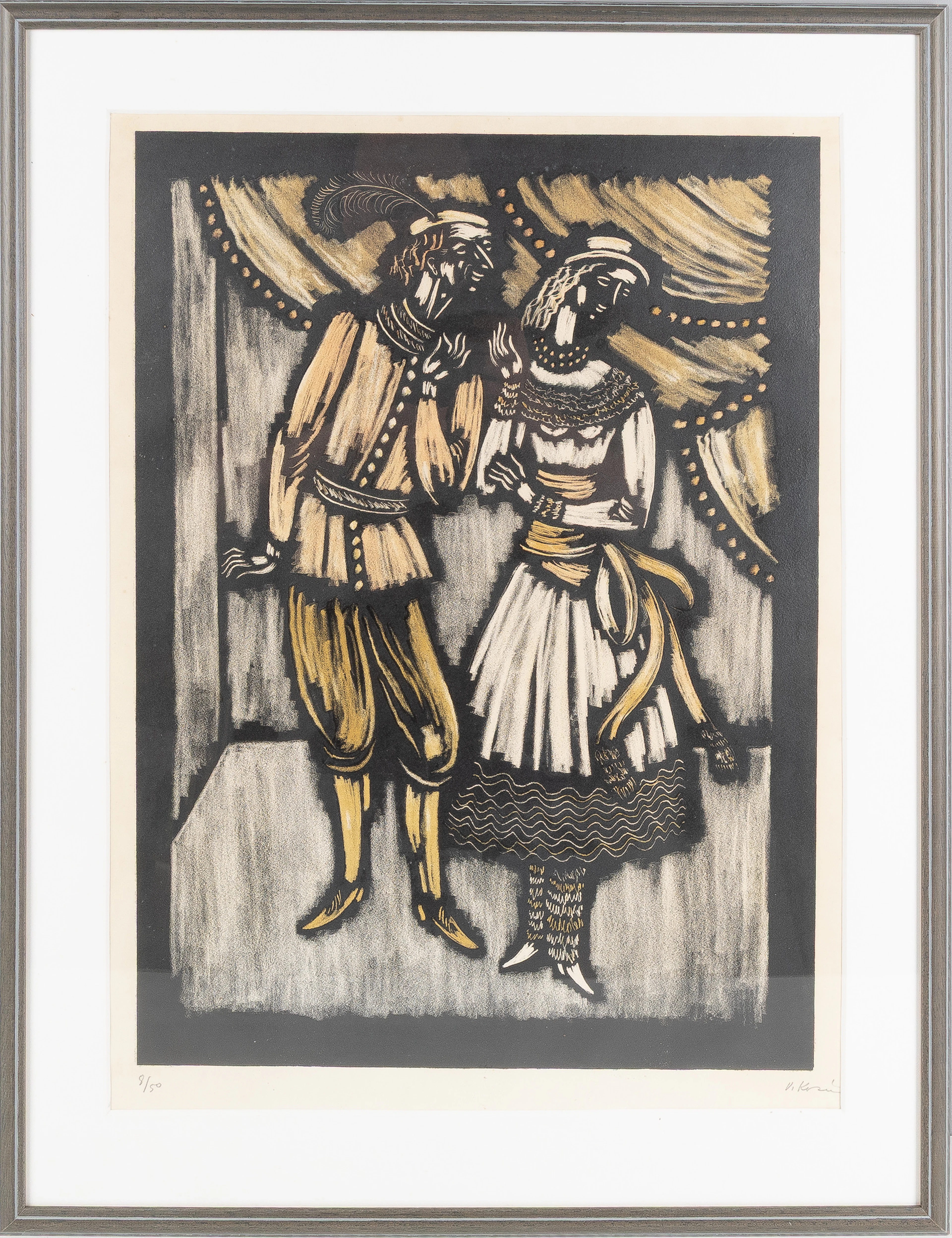 VYTAUTAS KASIULIS. Färglitografi, "Figurer", signerad samt numrerad 8/50.