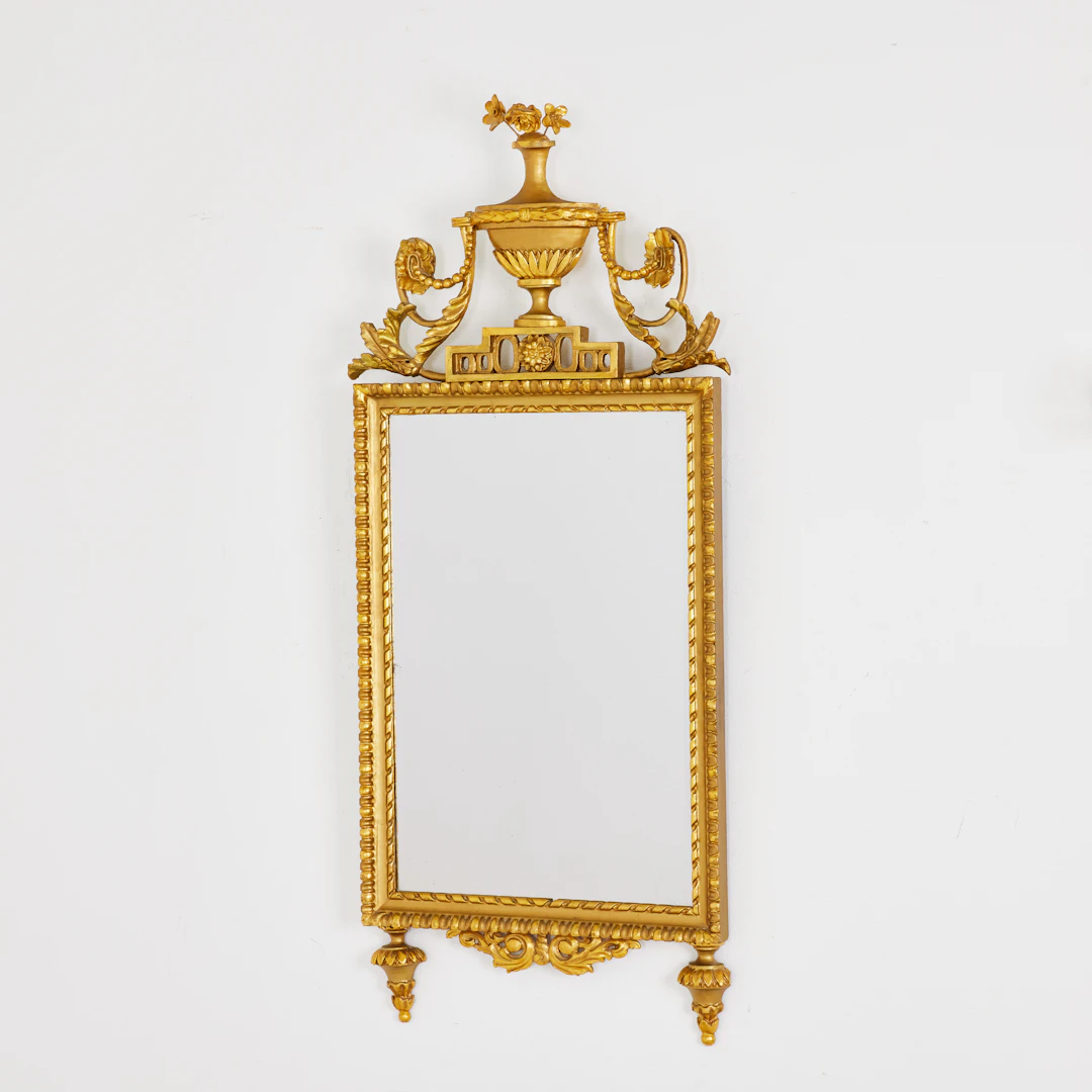 VÄGGSPEGEL. Empirestil, bronserad, skuren dekor, 18/1900-tal.
