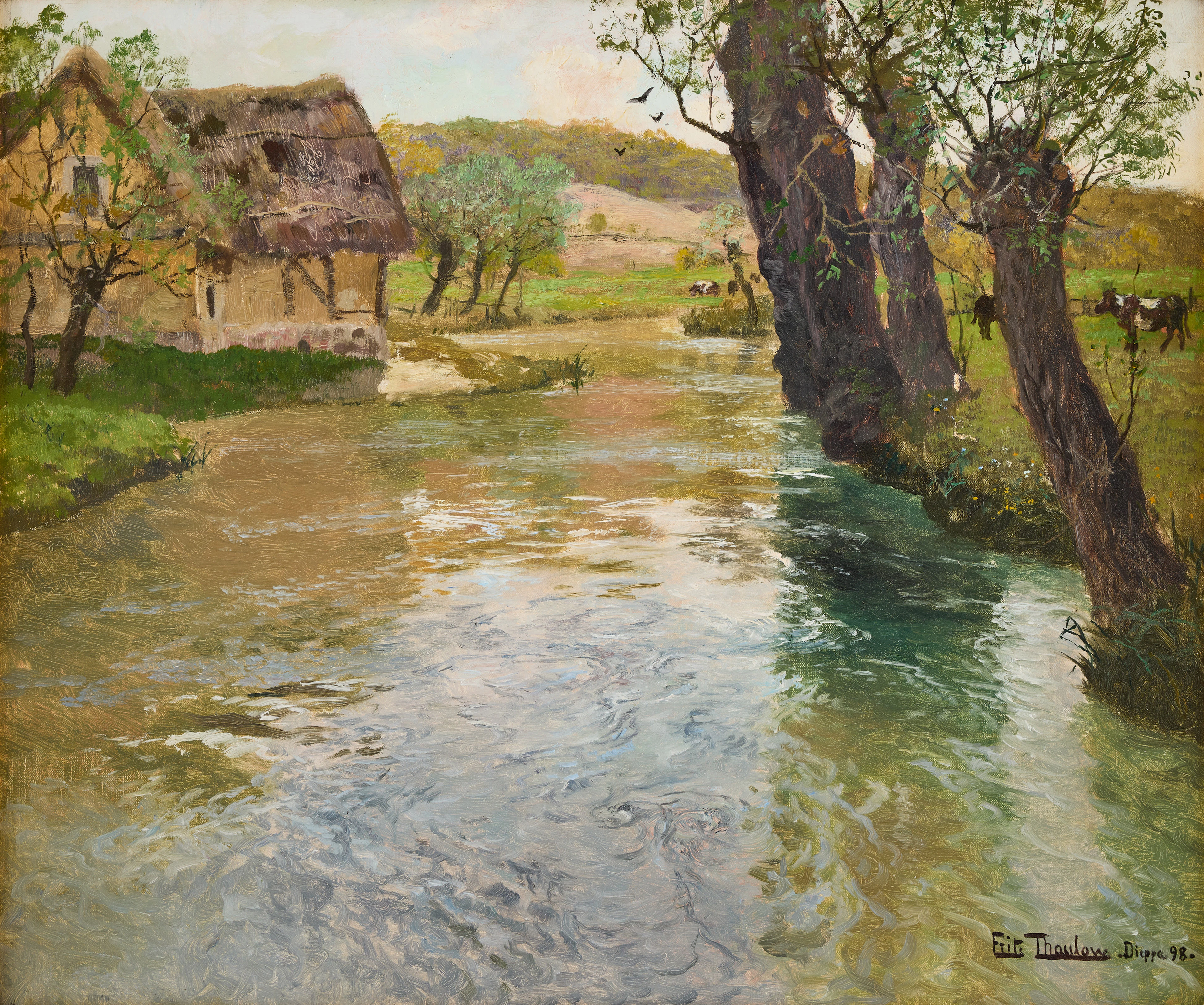 FRITS THAULOW. Flodlandskap, Arques, Dieppe.