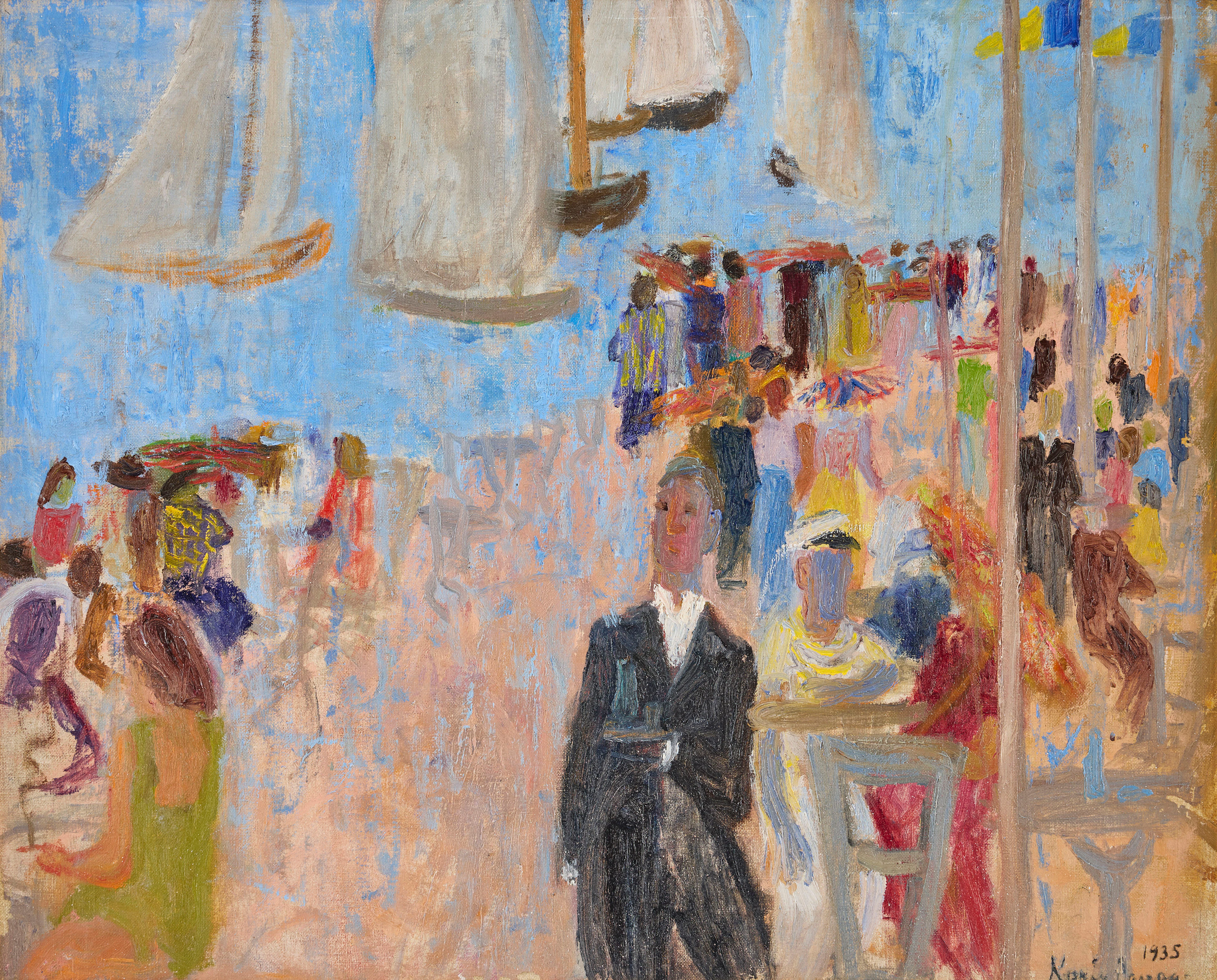 KARIN PARROW. "Kappseglingsdag" - motiv från Marstrand.