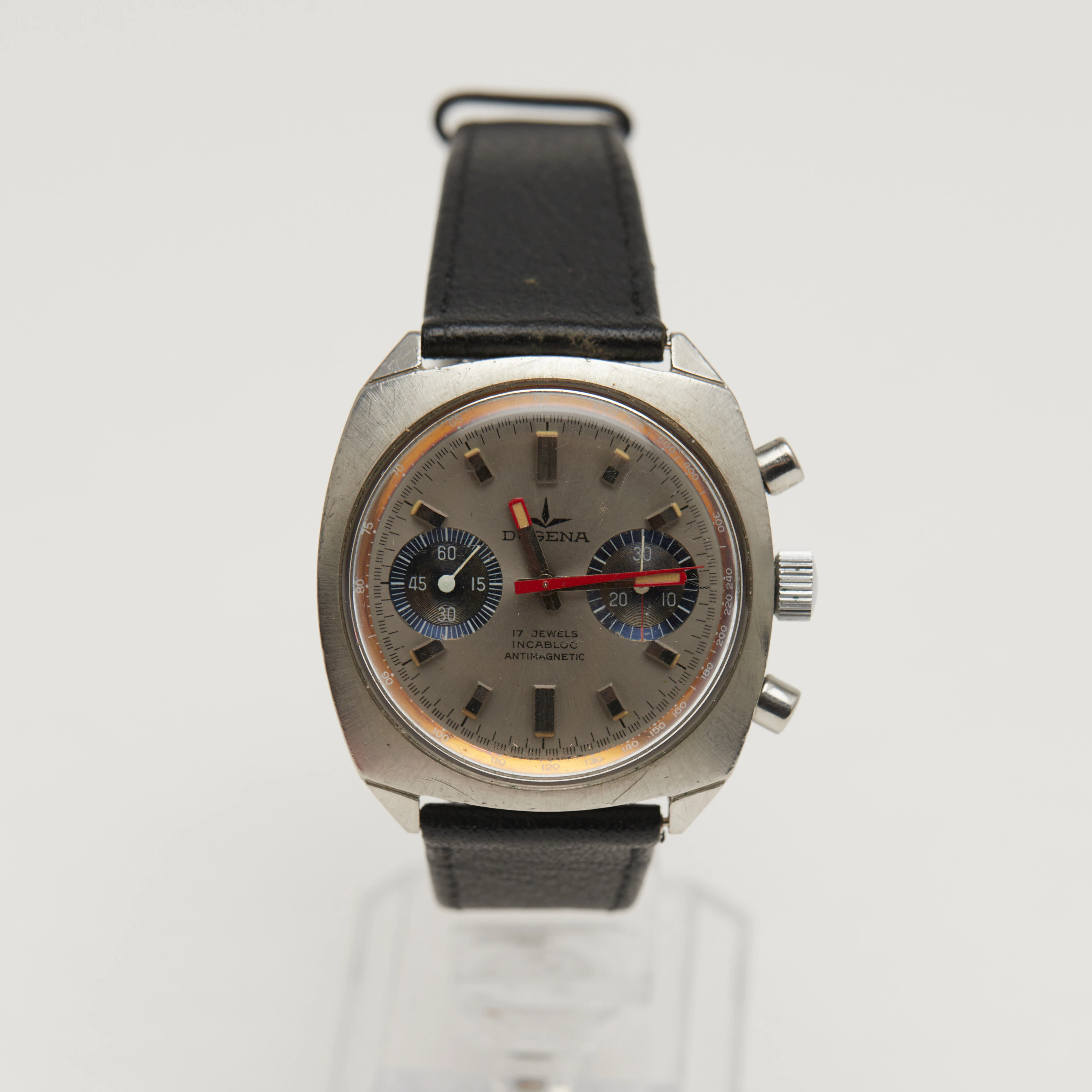 DUGENA. Armbanduhr / Sportchronograph, Handaufzug, 1970er Jahre, Deutschland.