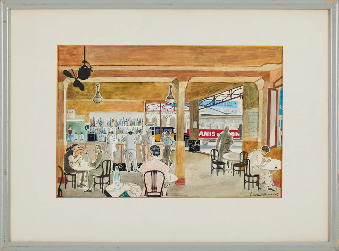 ERIK WESSEL-FOUGSTEDT (FRANKRIKE/SVERIGE 1915-1990). Caféinteriör.