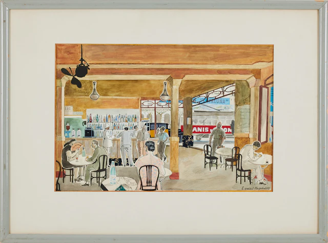 ERIK WESSEL-FOUGSTEDT (FRANKRIKE/SVERIGE 1915-1990). Caféinteriör.