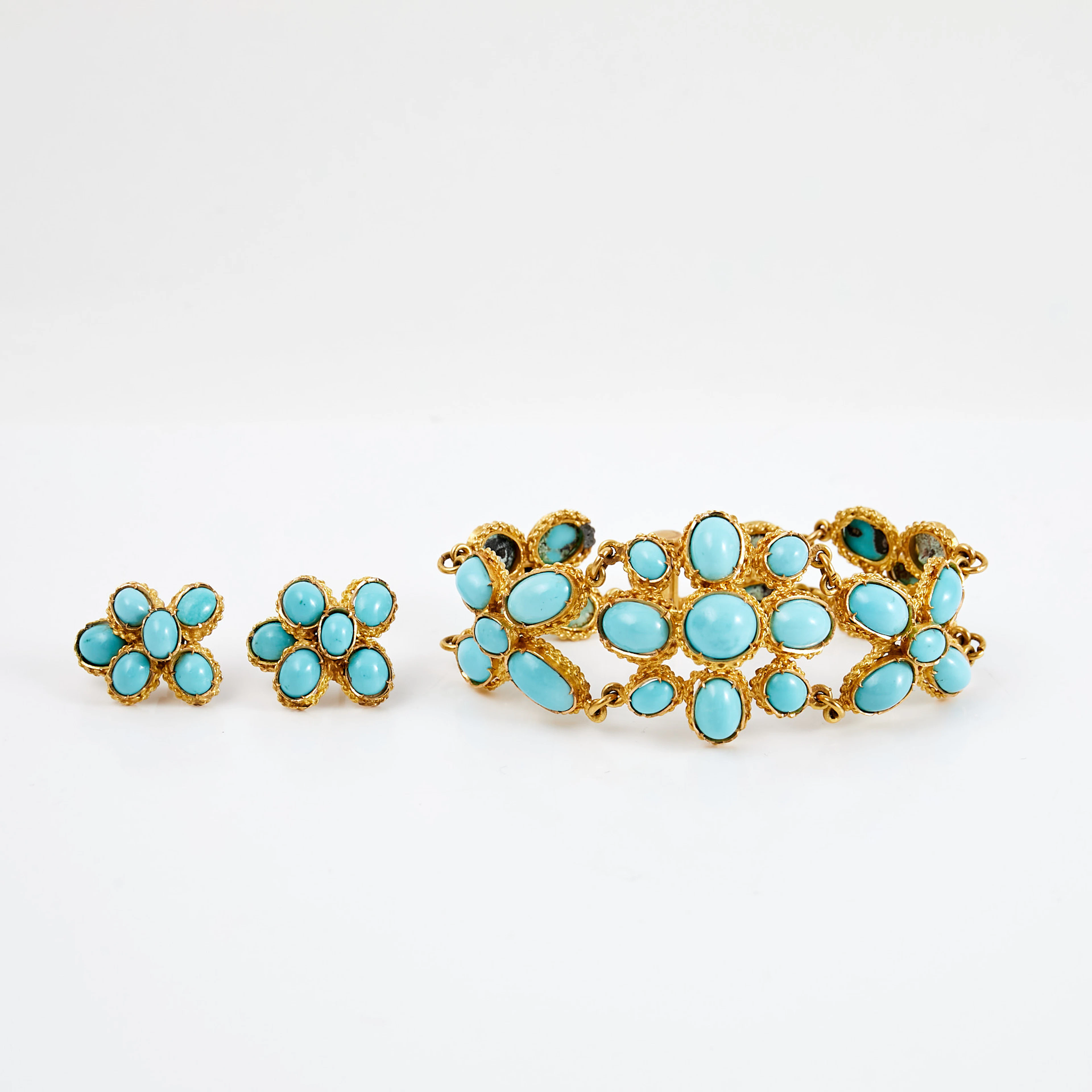 ARMBAND samt ÖRHÄNGEN, 1+1 par, 20 k guld, Iran, 1900-talets mitt