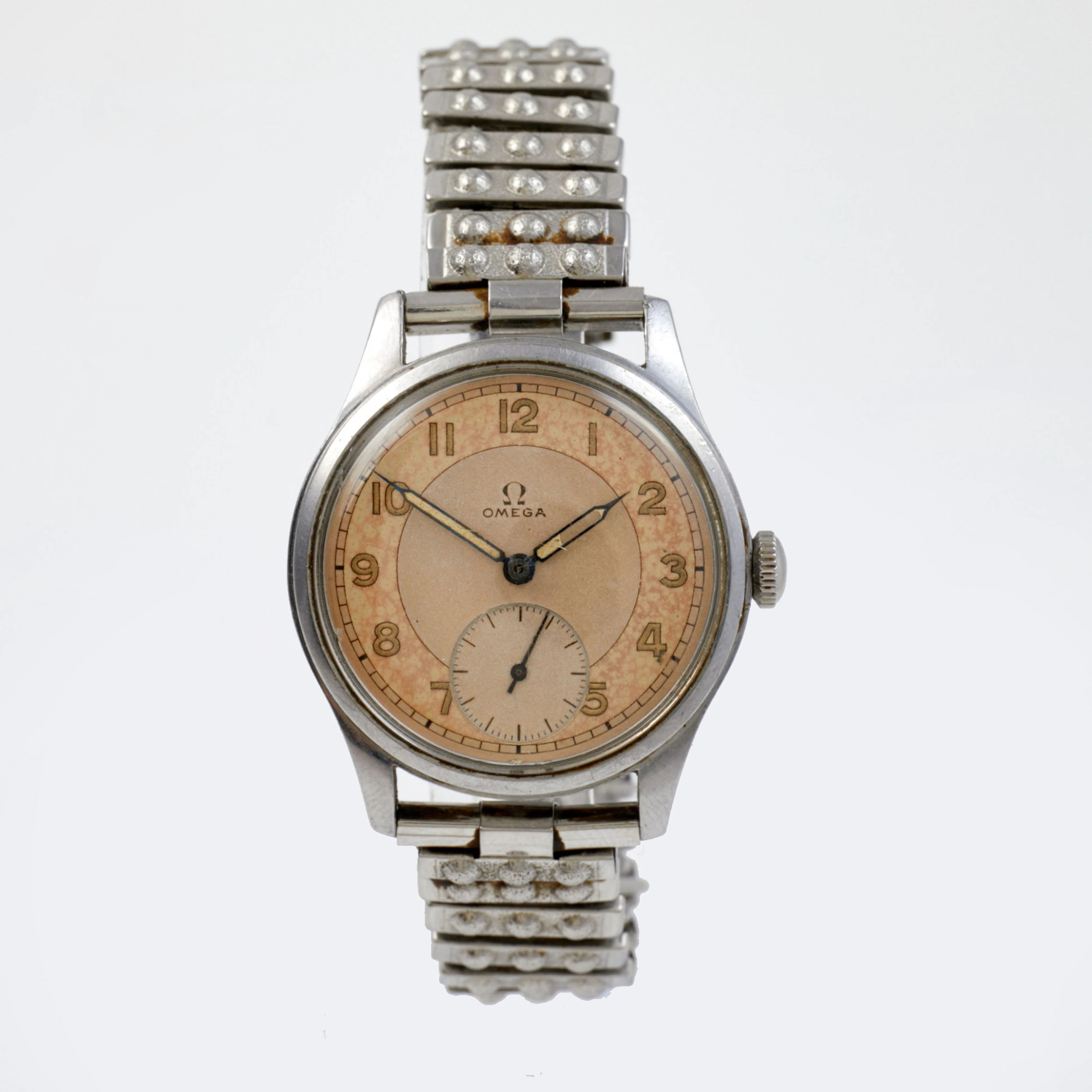 OMEGA. Armbandsur, Suverän, automatiskt, stål, plexiglas, stållänk Baldwin.
