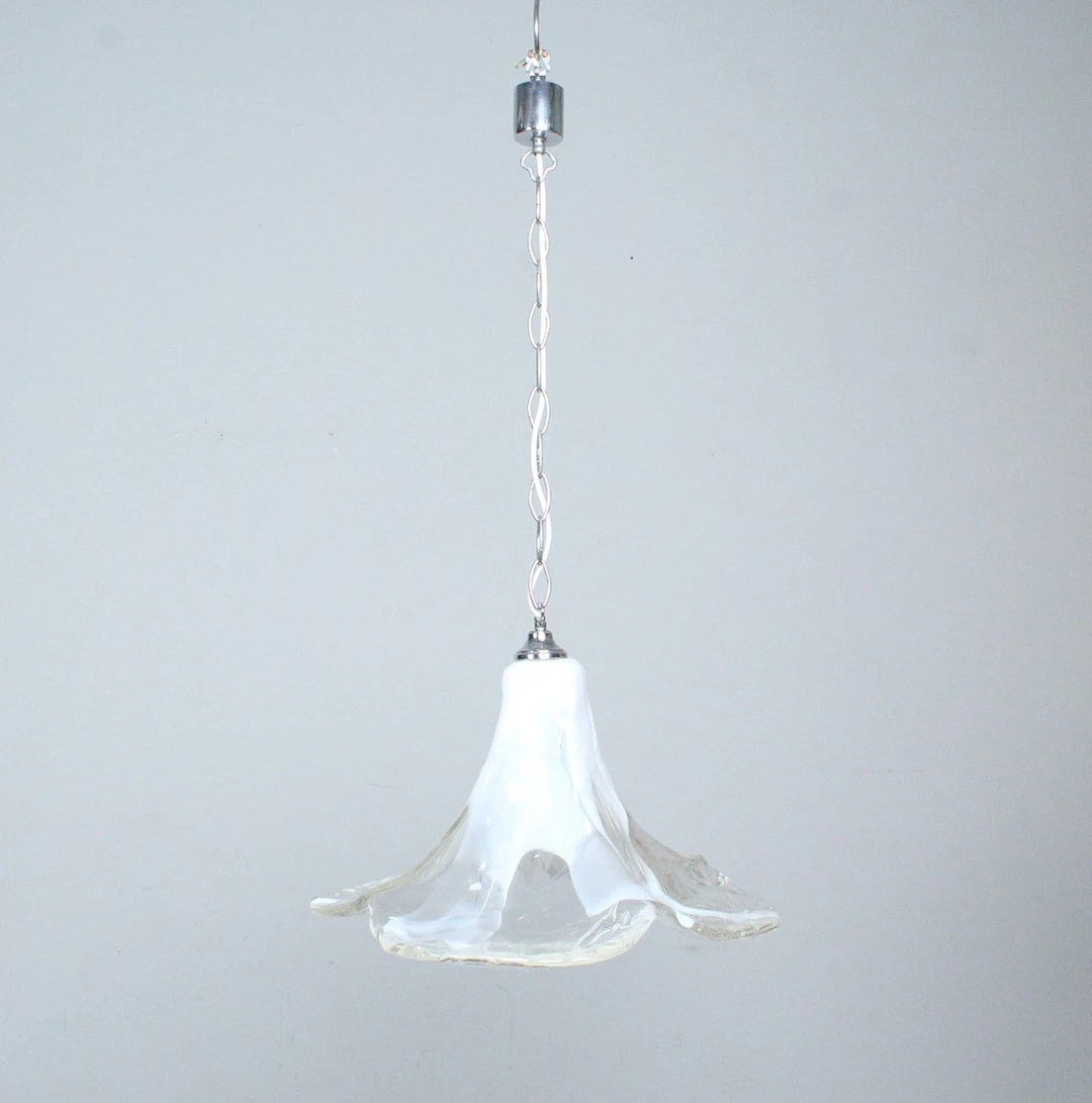CARLO NASON. NACH. Blumenförmige Murano Deckenlampe/Hängelampe, 1970er Jahre.