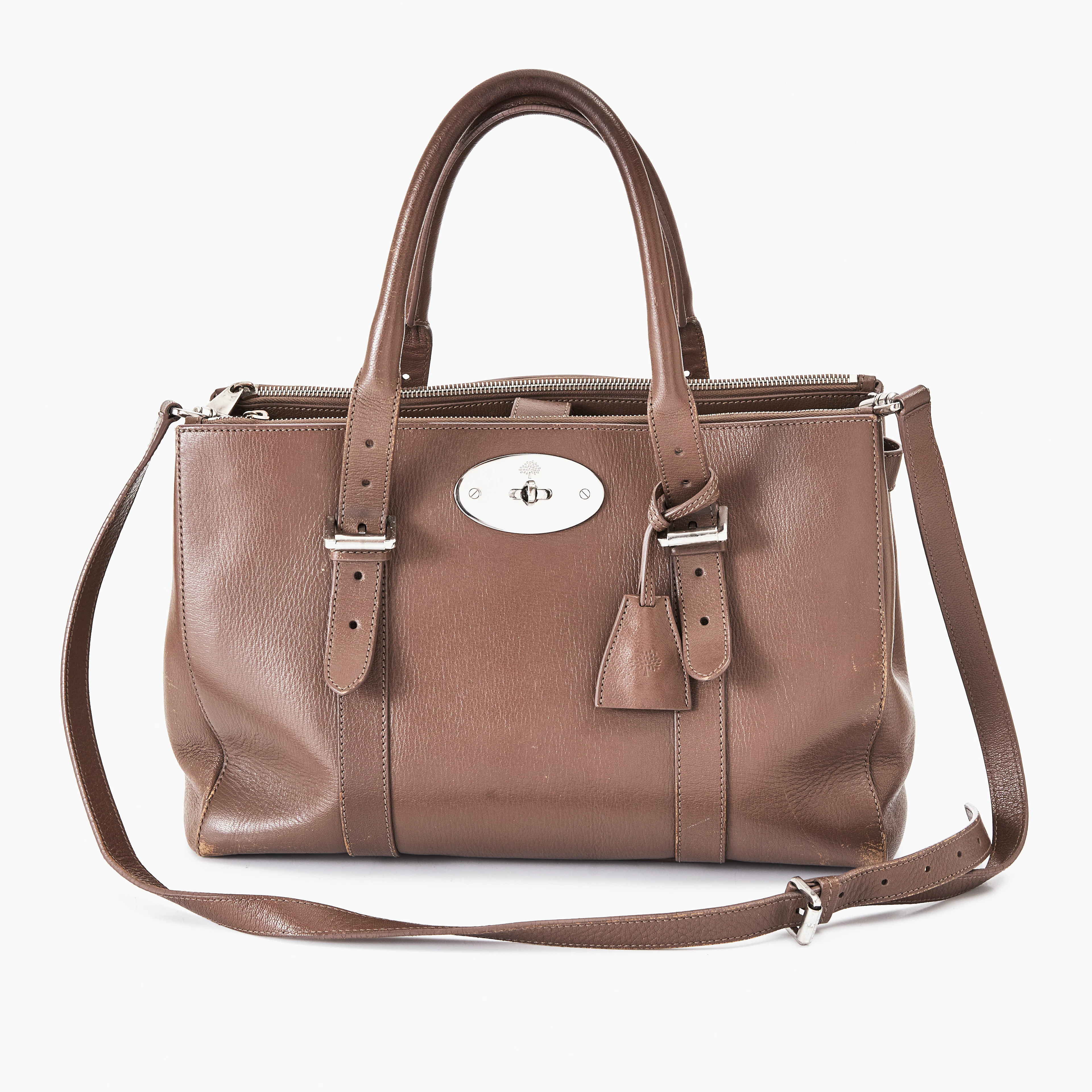MULBERRY, Bayswater Double Zip, metallbeslag, ställbara top handle-handtag