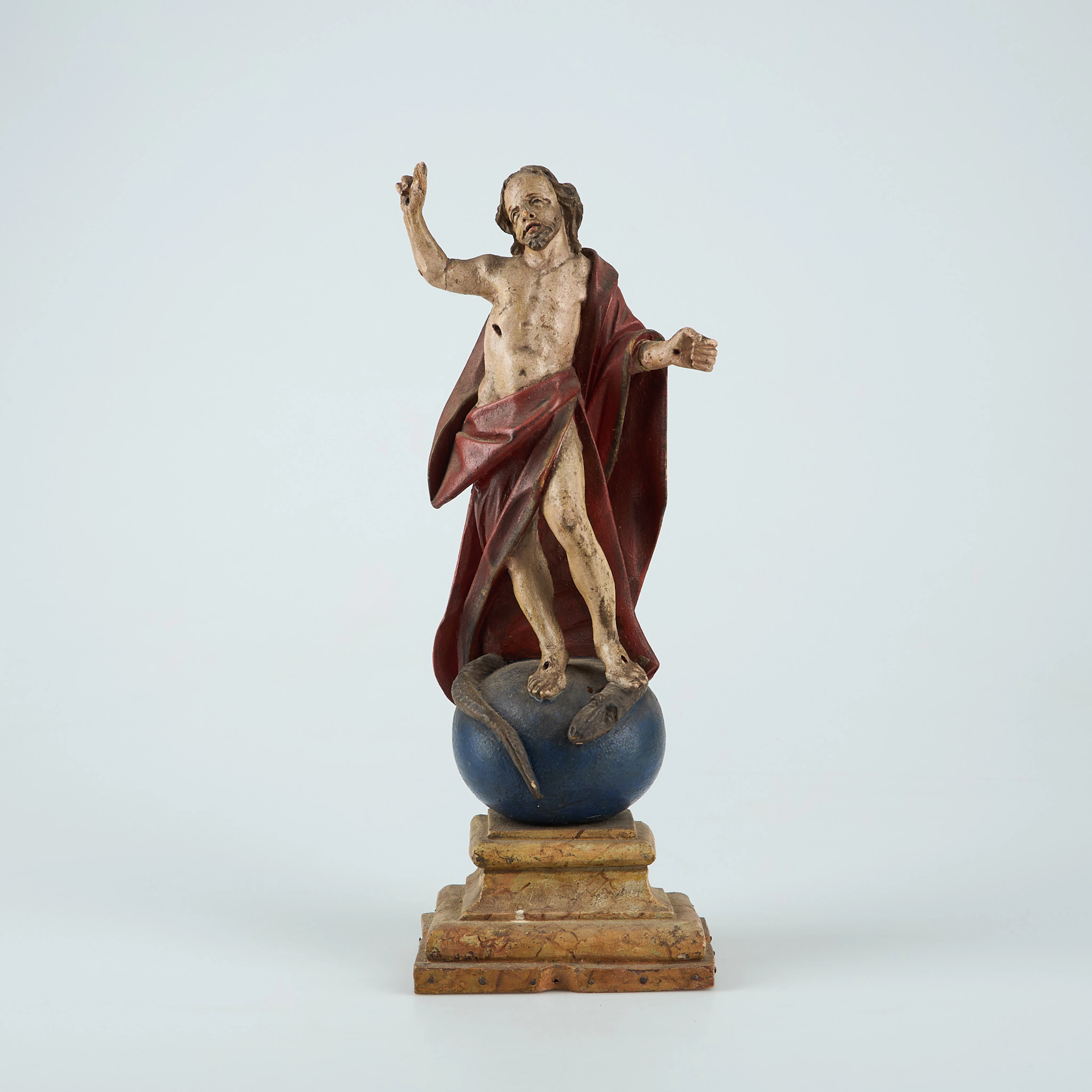 KYRKOSKULPTUR, Jesus som Salvator Mundi, sent 1600/tidigt 1700-tal, Sverige.