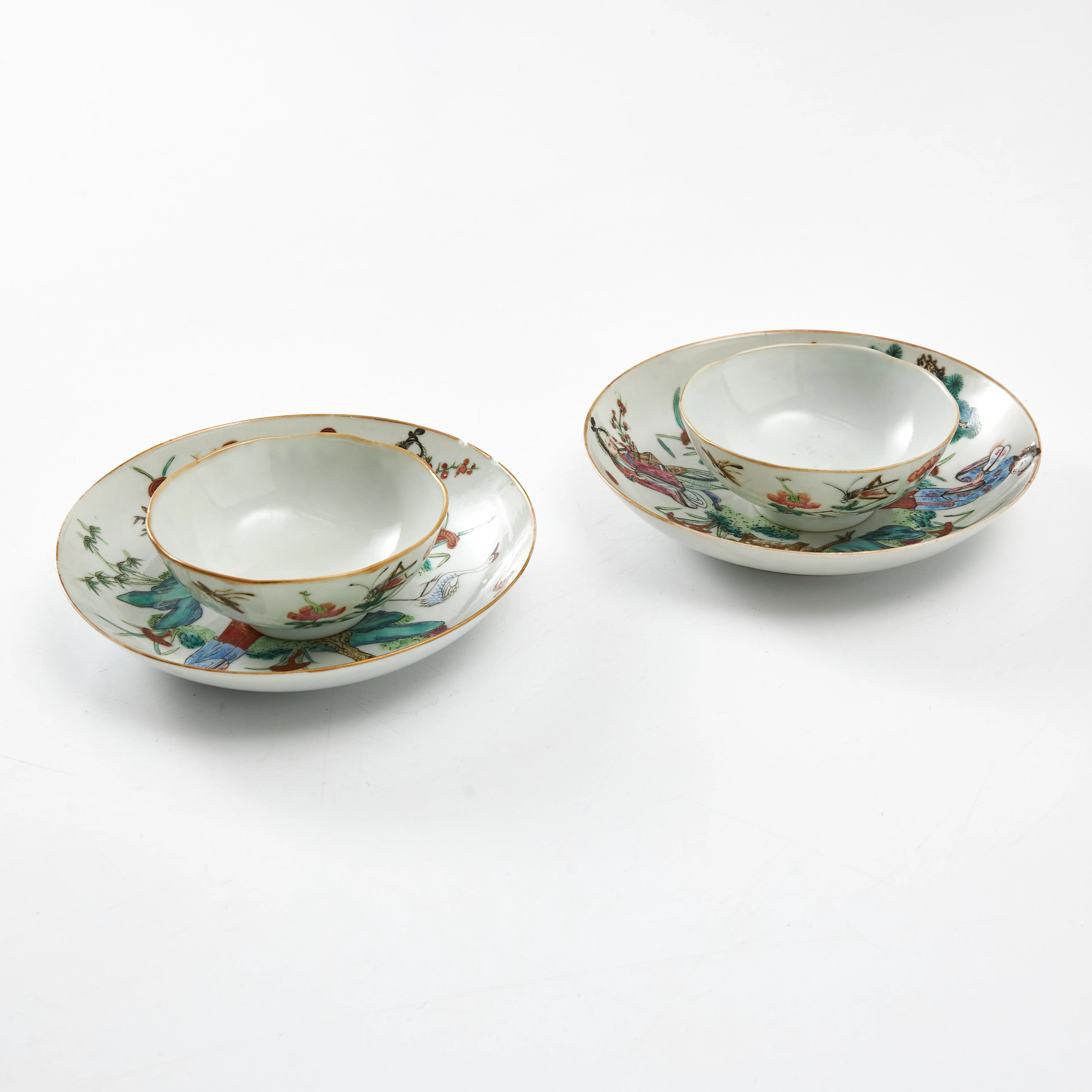 ASSIETTER, KOPPAR, 2+2 st., porslin, Kina, 1800-talets andra hälft