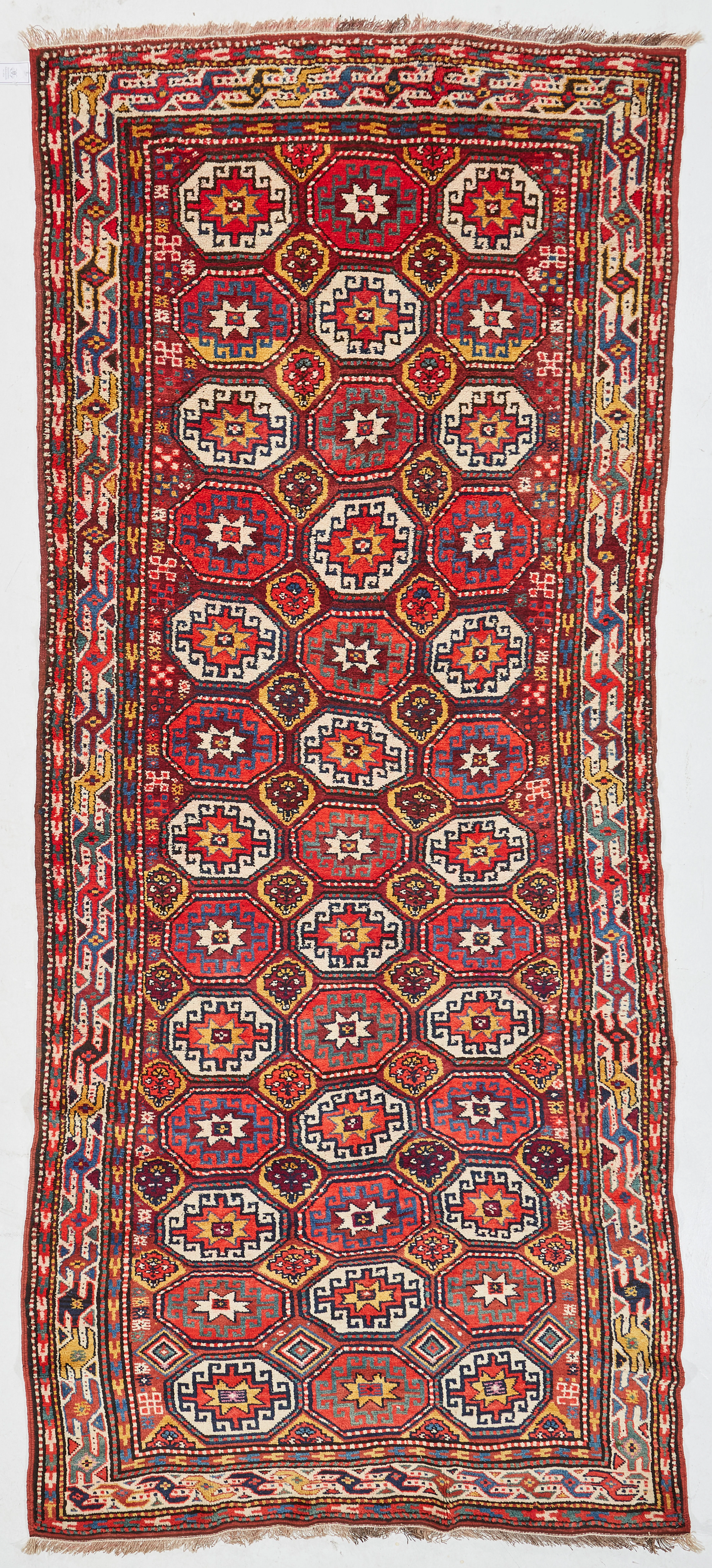 ORIENTMATTA, möjligen Kazak, kelly, semiantik/old, ca 352,5 x 142