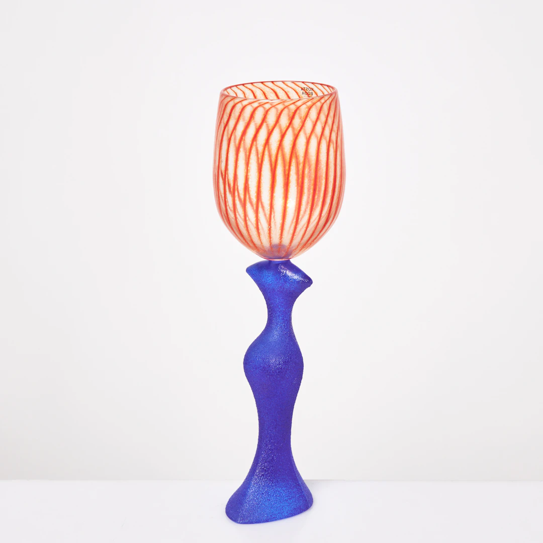 KJELL ENGMAN. Pokalglas, Kosta Boda, Limited 300, fot blå glasmassa