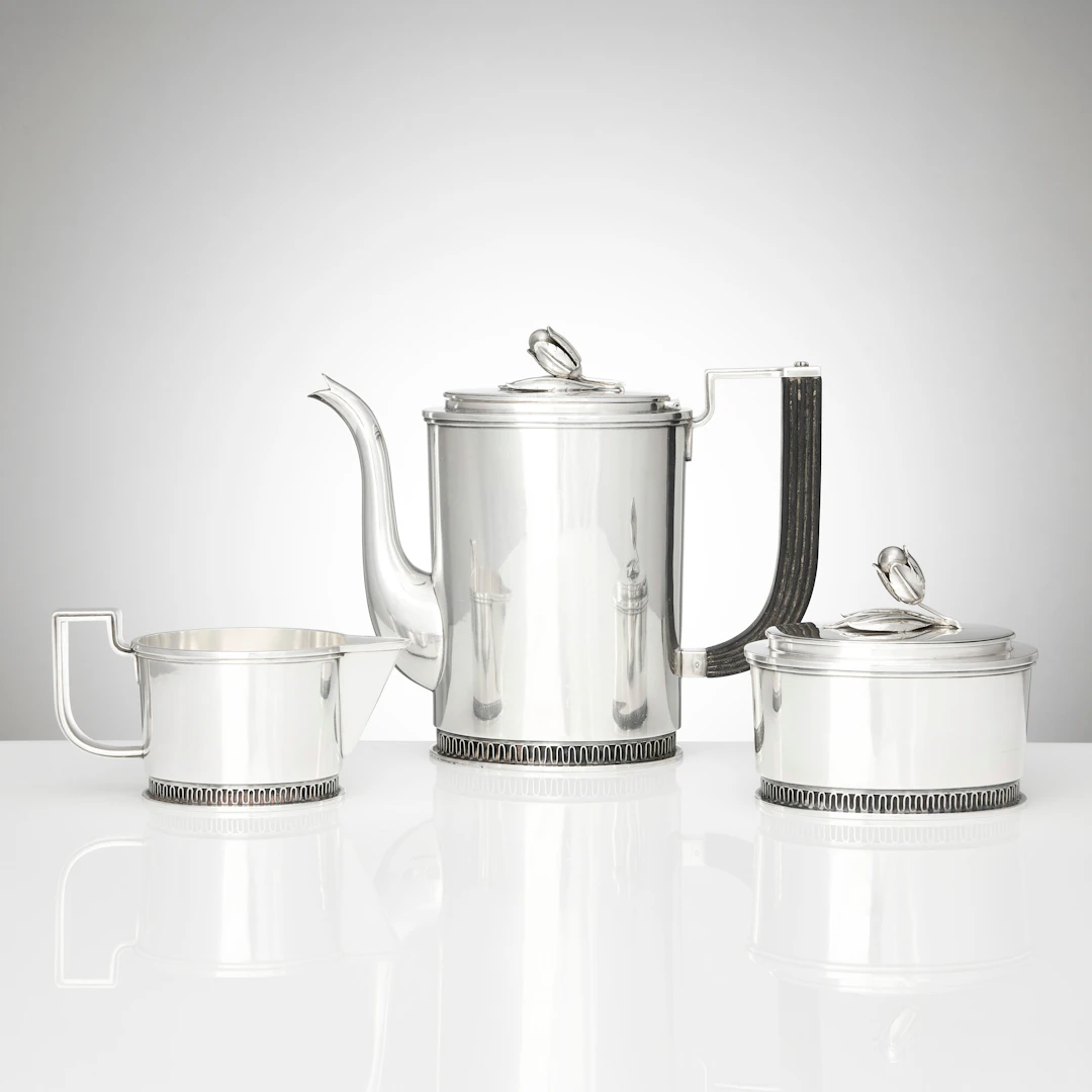 CARL FREDRIK CARLMAN. Kaffeservis, tre delar, silver, Stockholm 1967.