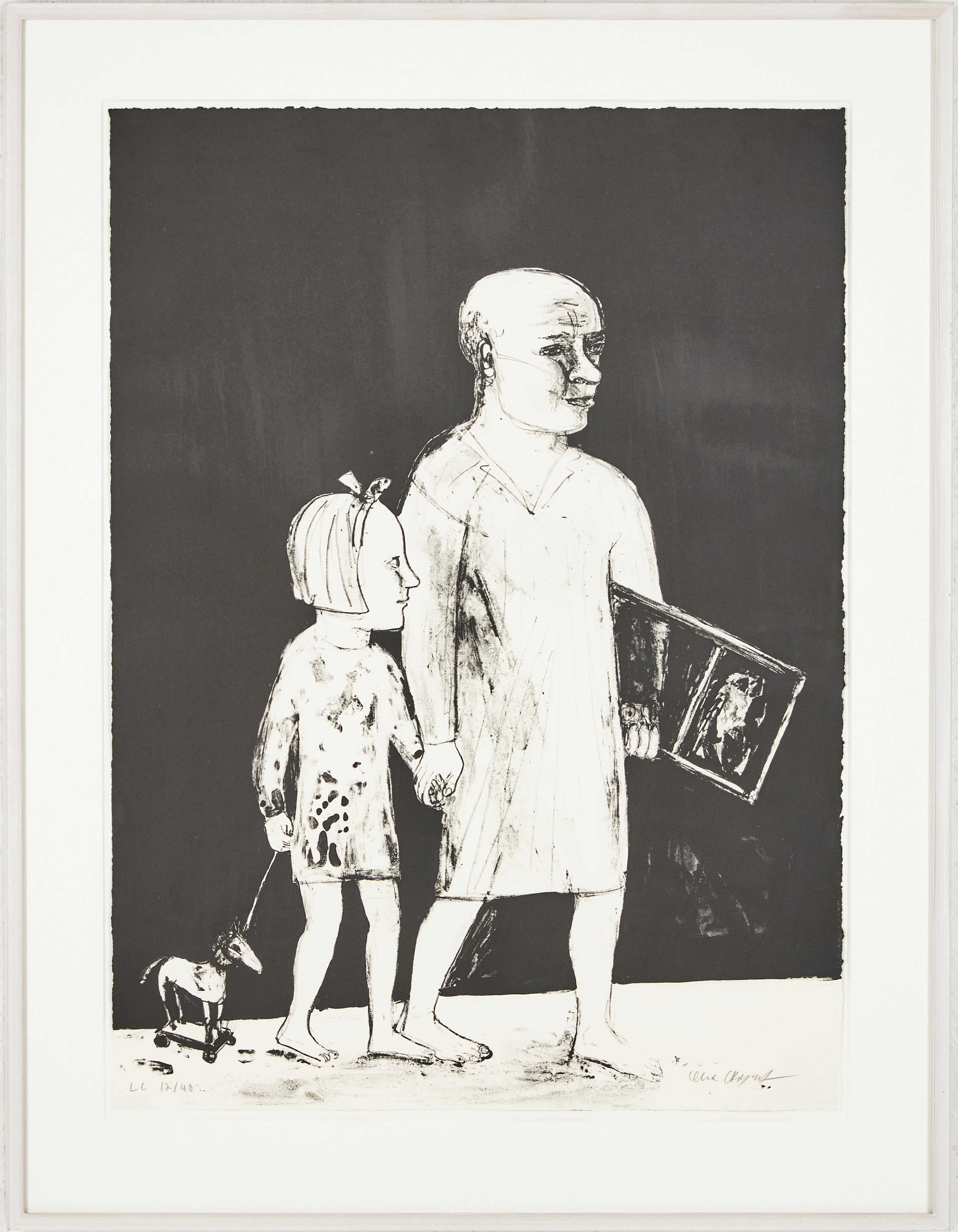 LENA CRONQVIST. Figurkomposition, litografi, signerad LC 12/40.