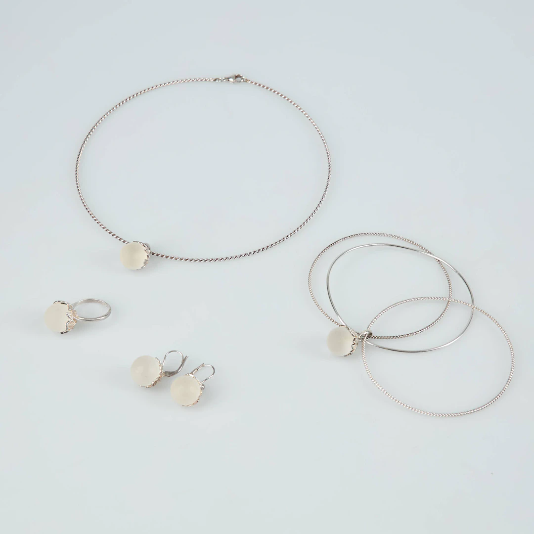 LALIQUE, Smyckeset, silver och glas, Frankrike.