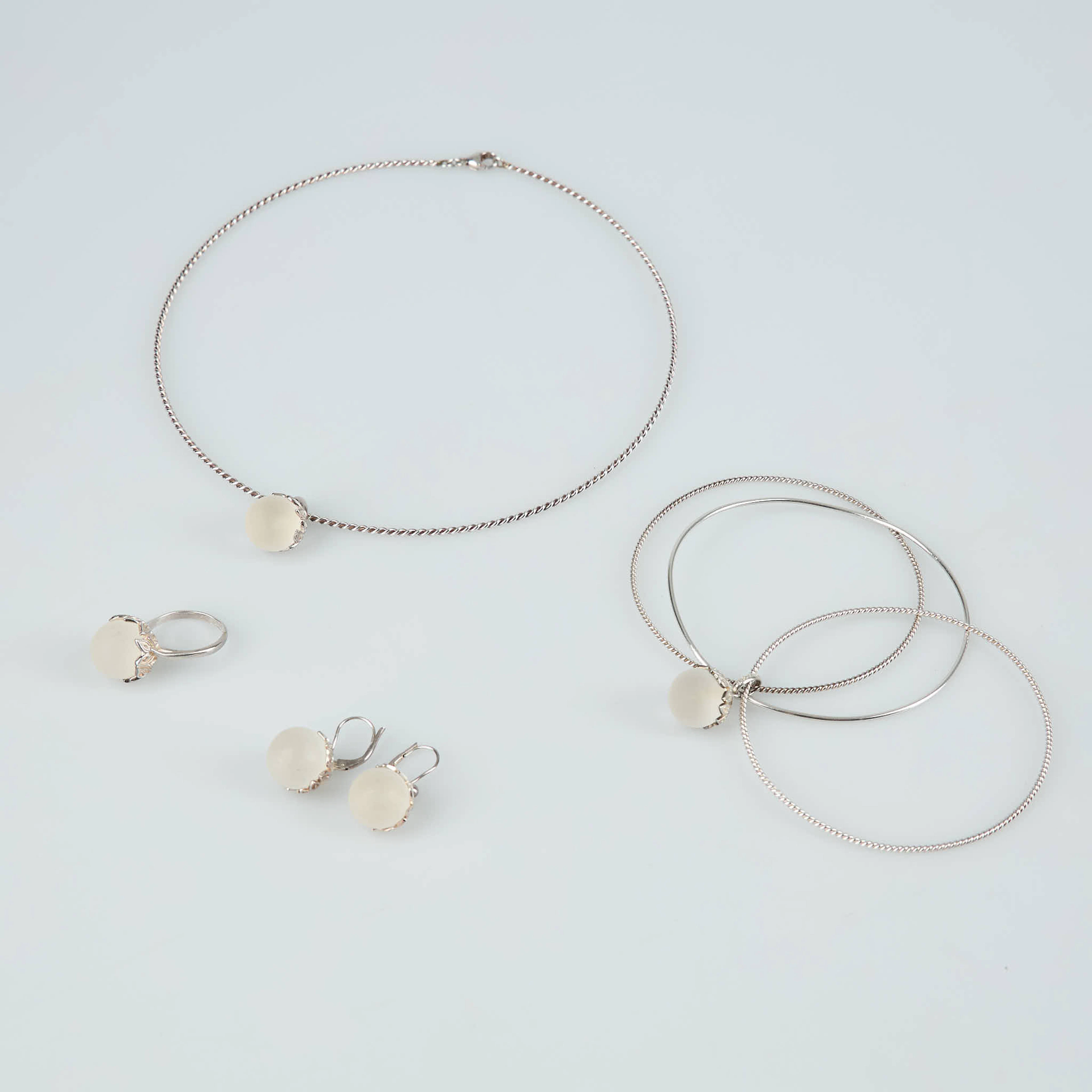 LALIQUE, Smyckeset, silver och glas, Frankrike.