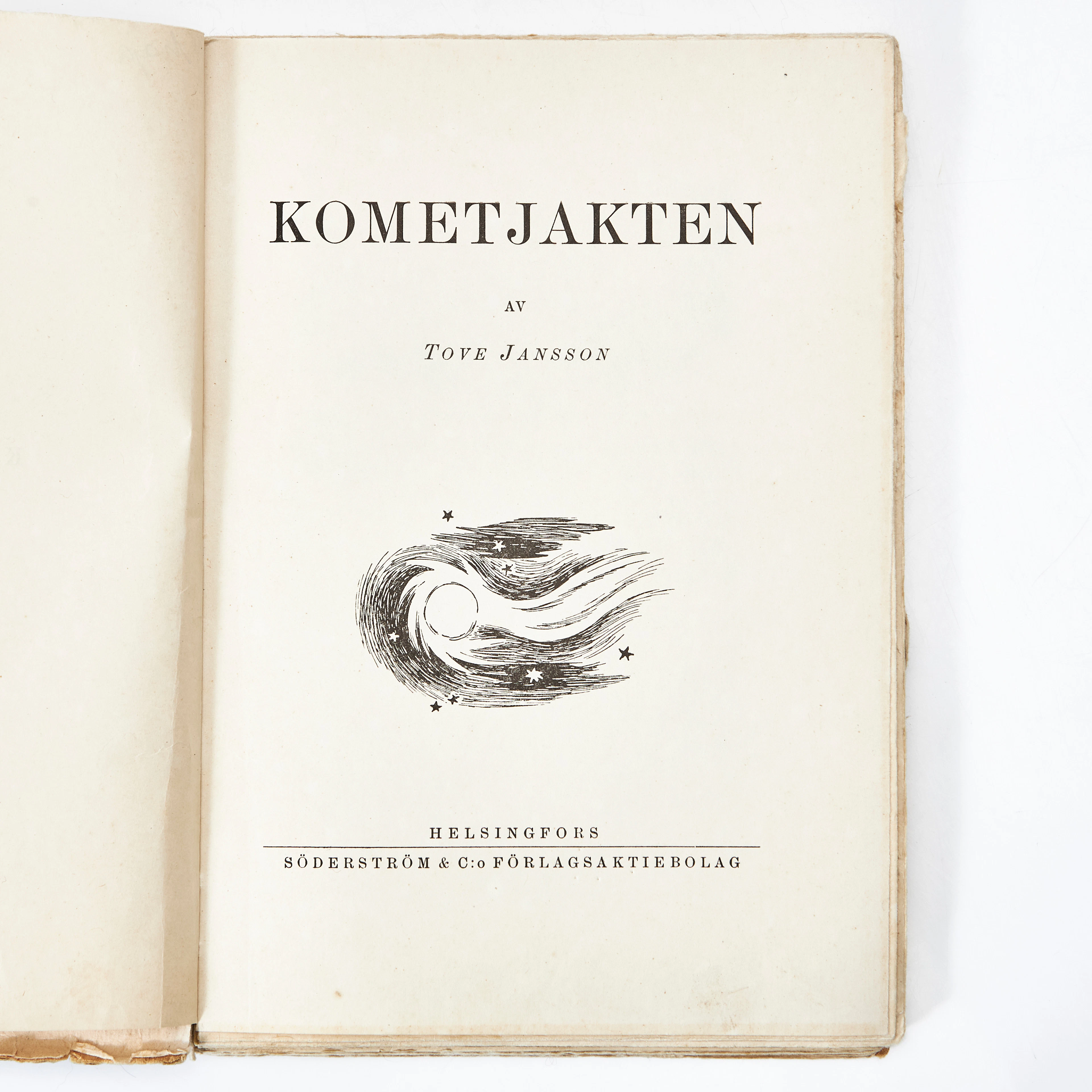 KOMETJAKTEN AV TOVE JANSSON, första upplagan, Helsingfors 1946.