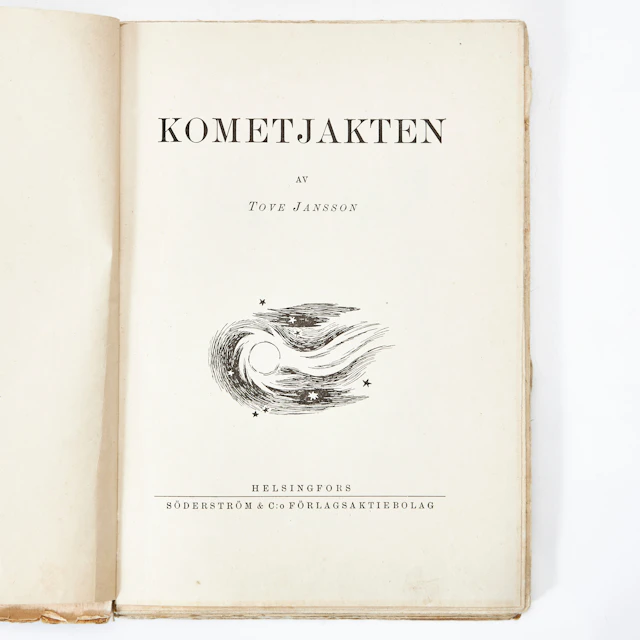 KOMETJAKTEN AV TOVE JANSSON, första upplagan, Helsingfors 1946.