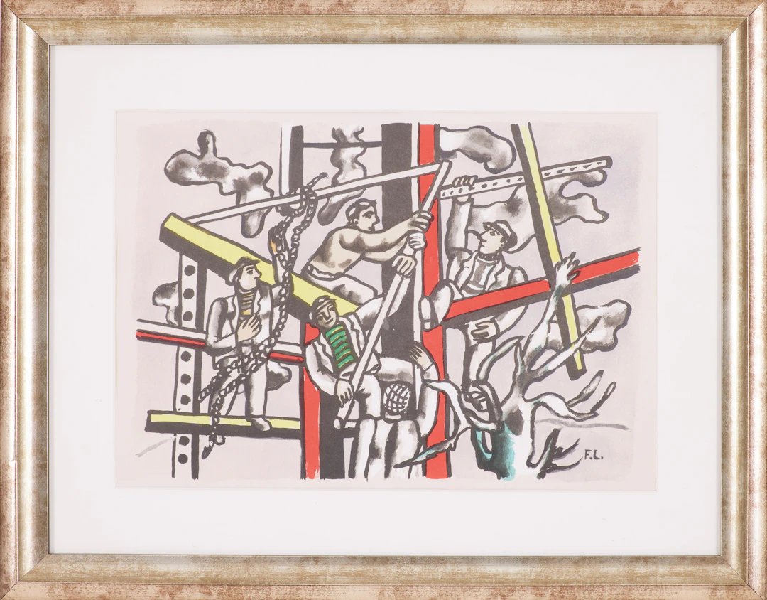 FERNAND LÉGER. efter, "Les constructeurs", färglitografi, monogramsignerad