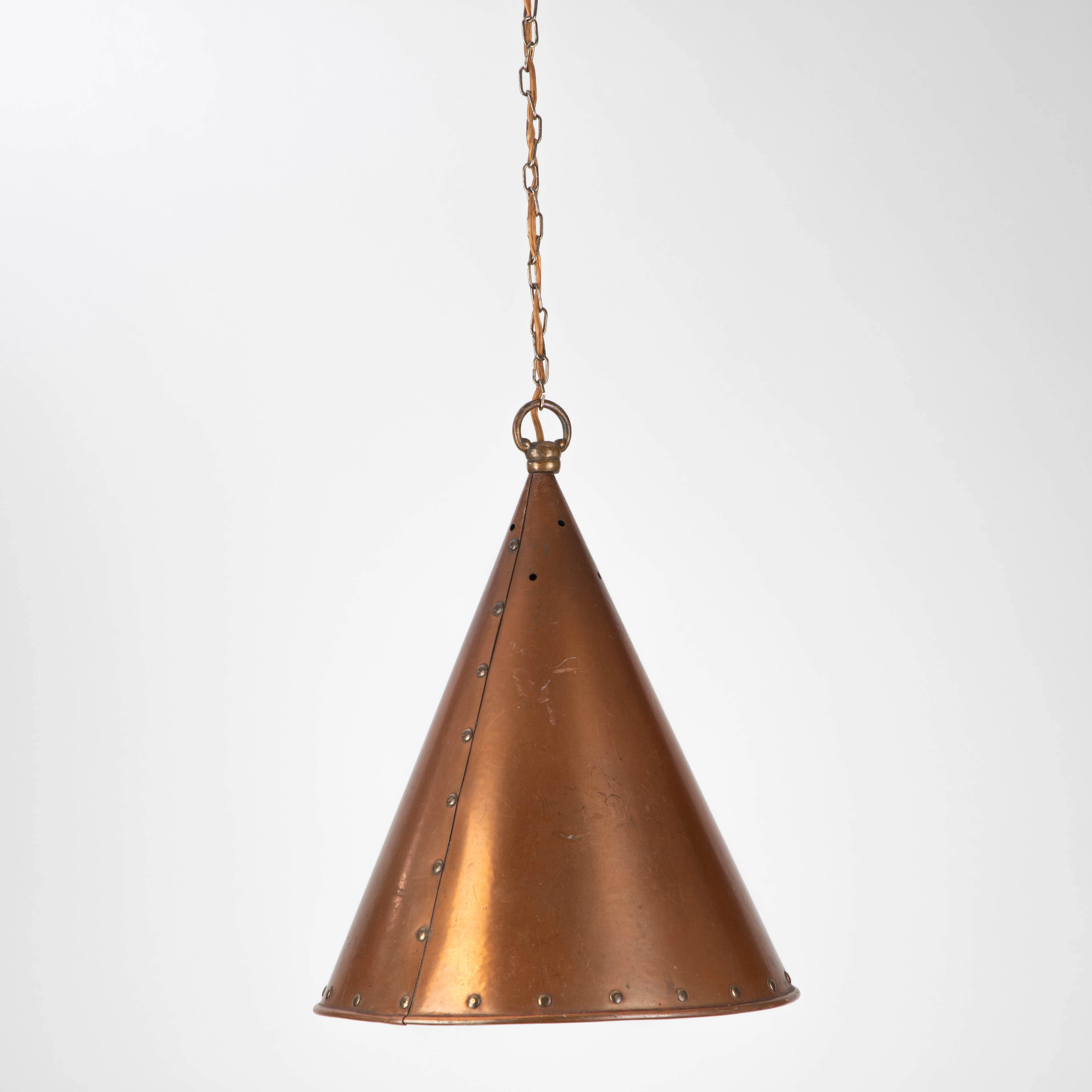 Kupfer Pendelleuchte, Dänemark 1950-1960er Jahre.