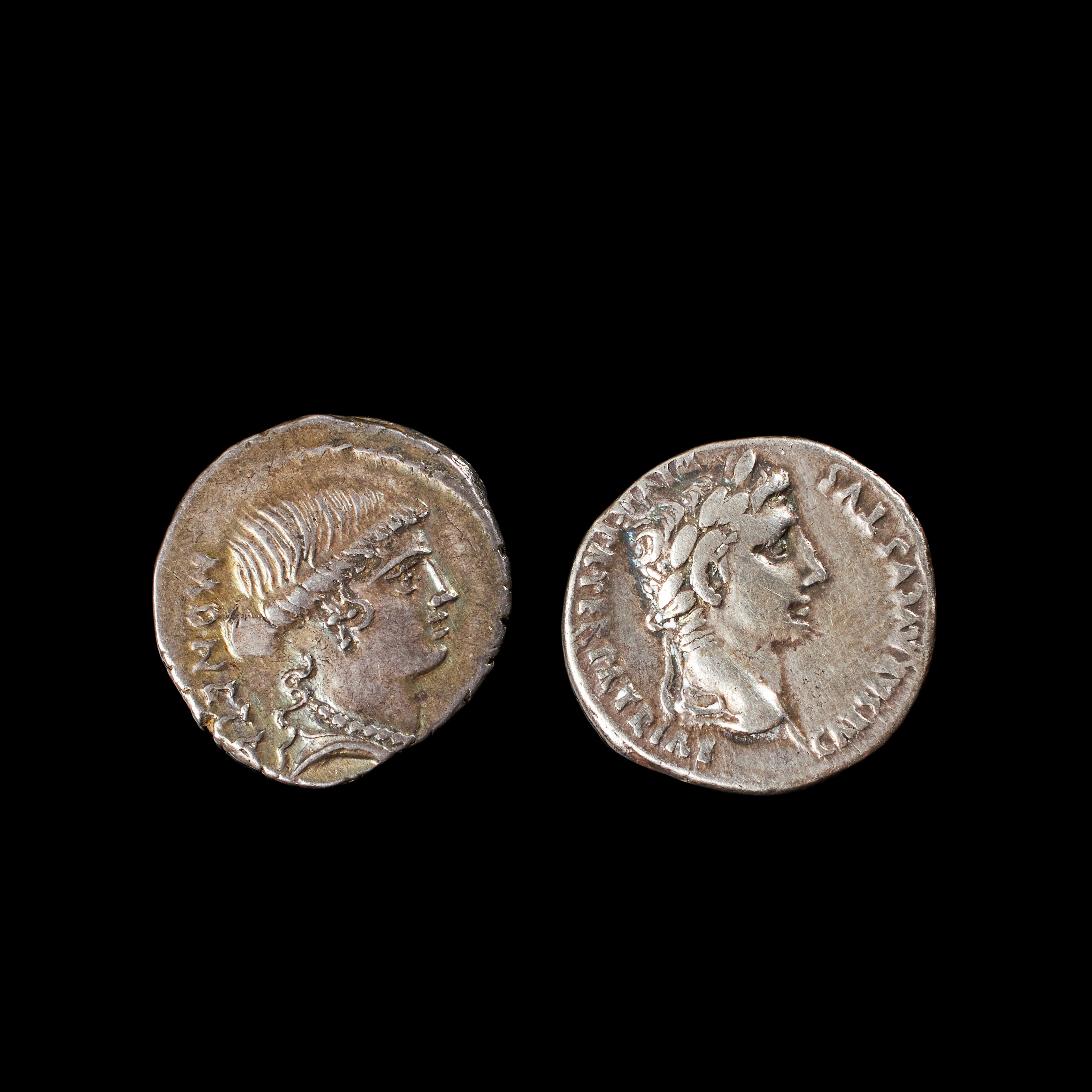SILVERMYNT 2 st, Augustus, romersk kejsare 27 f Kr-14 e kr, denarius