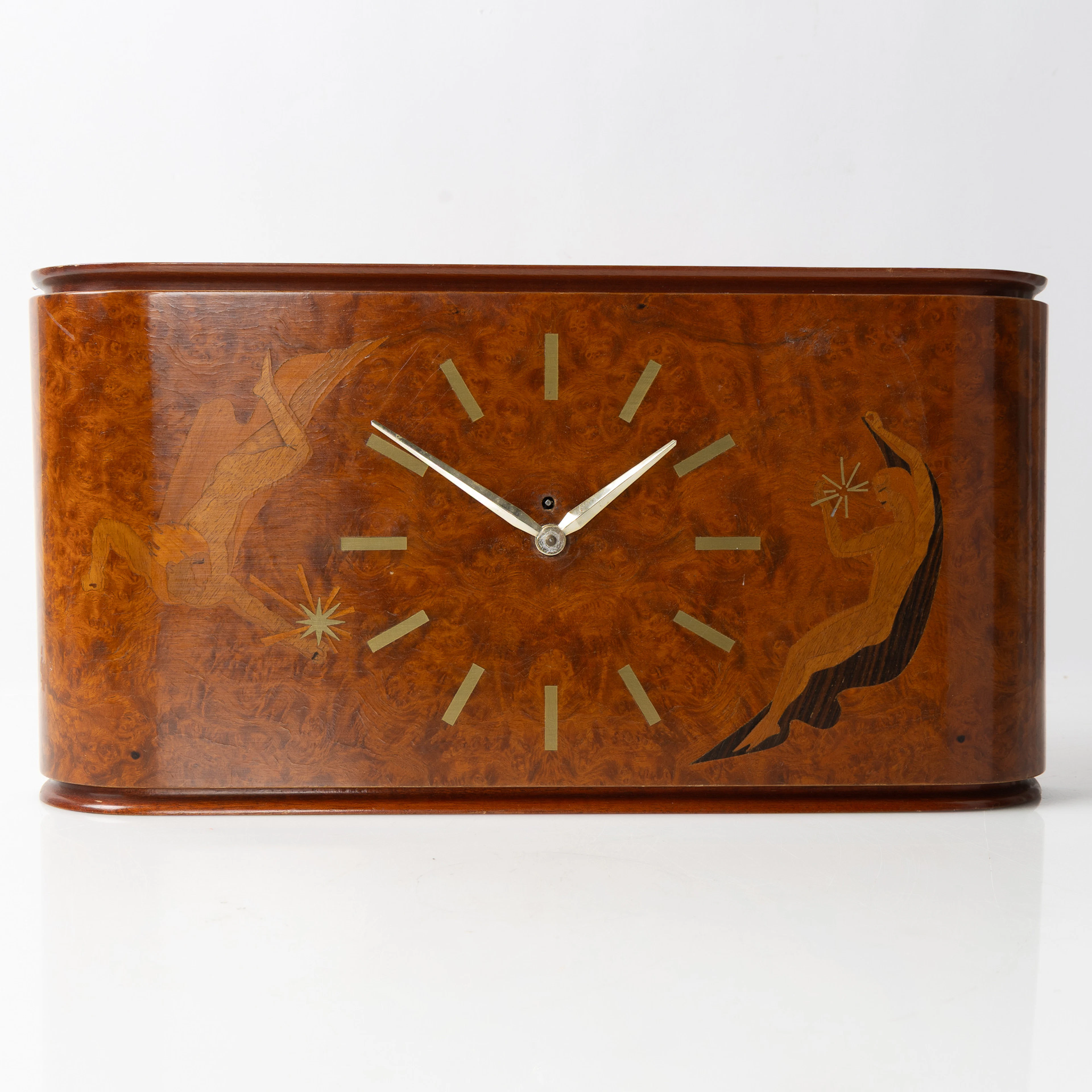 VÄGGUR, Swedish Modern, 1940-tal, fanerad med bl.a. mahogny och rotfaner
