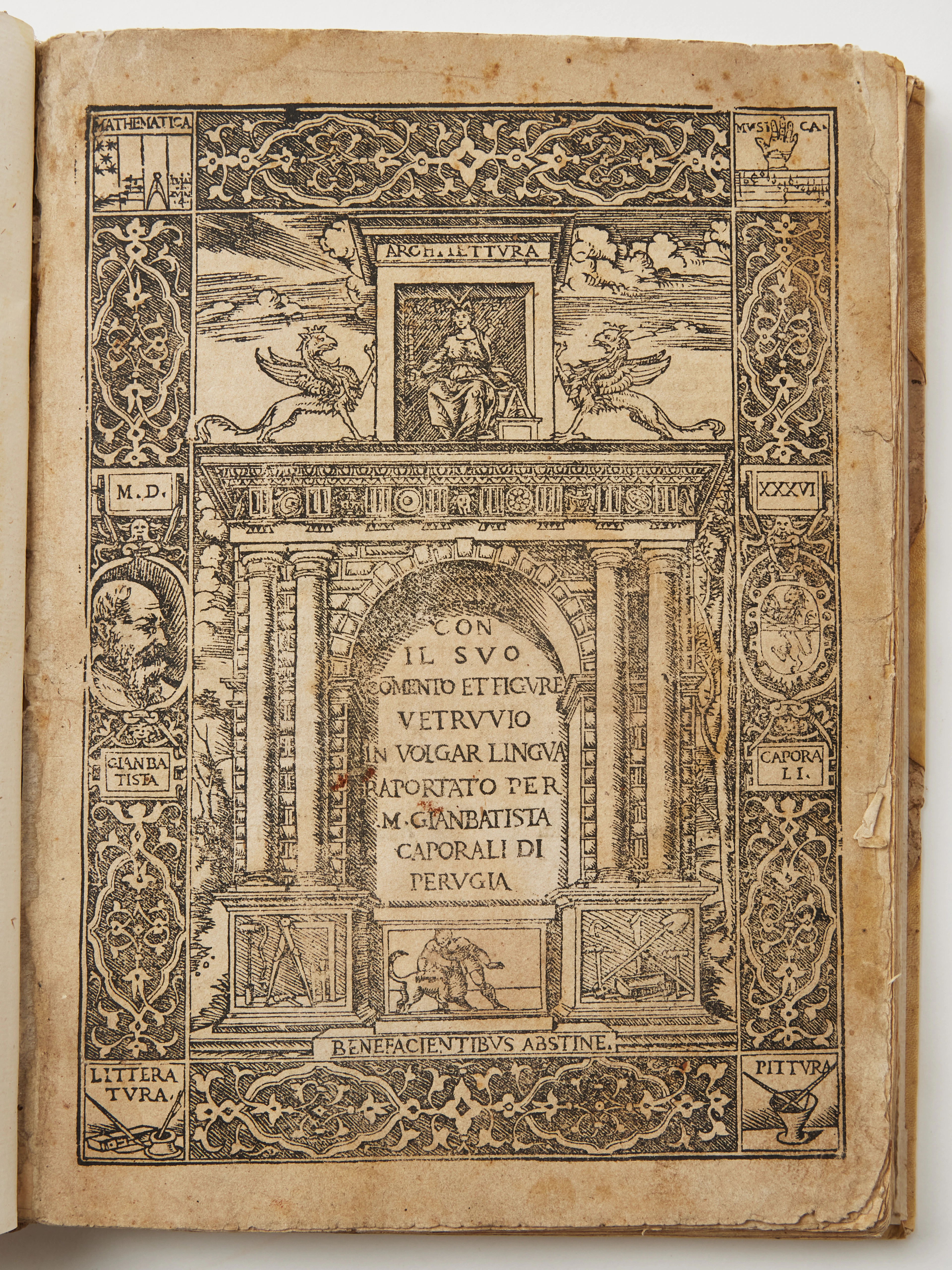 VITRUVIUS POLLIO, Architettura, Perugia 1536, with fine woodcuts.