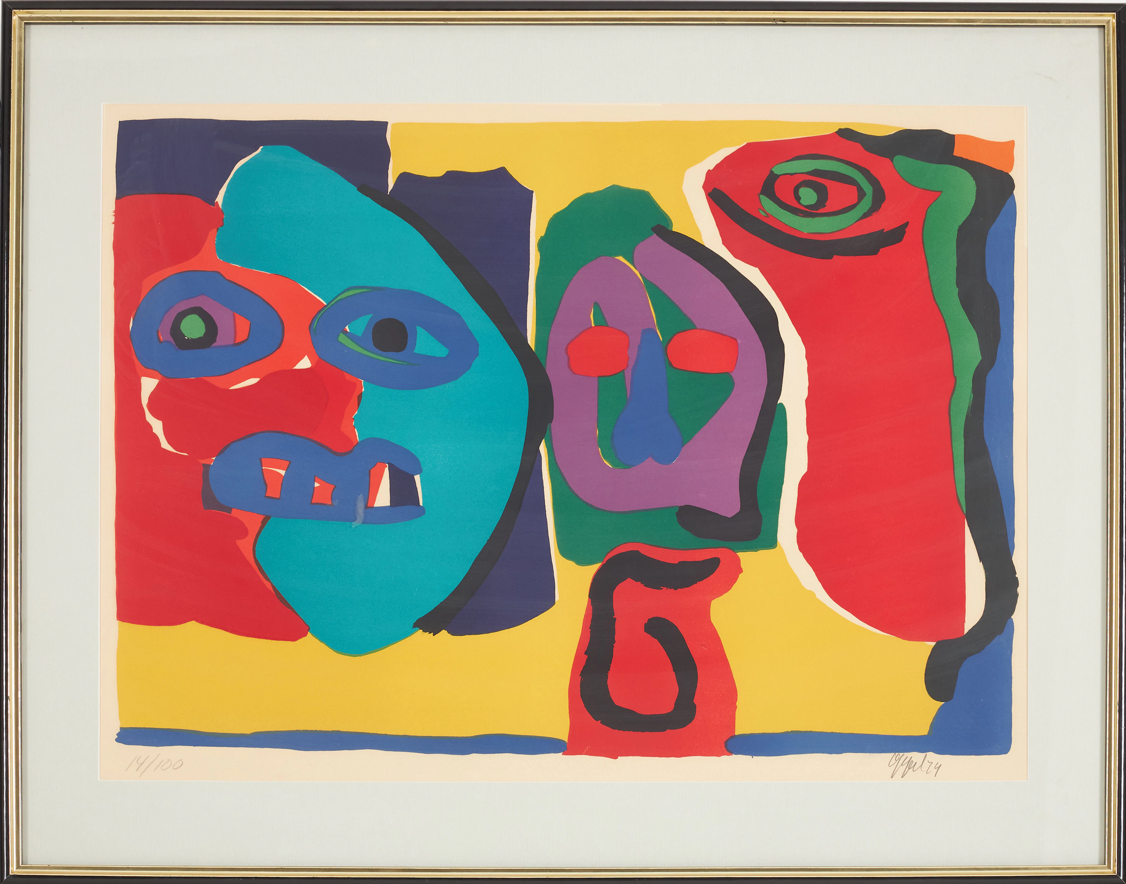 KAREL APPEL. Komposition, ur mappen "Hommage aux prix Nobel, litografi