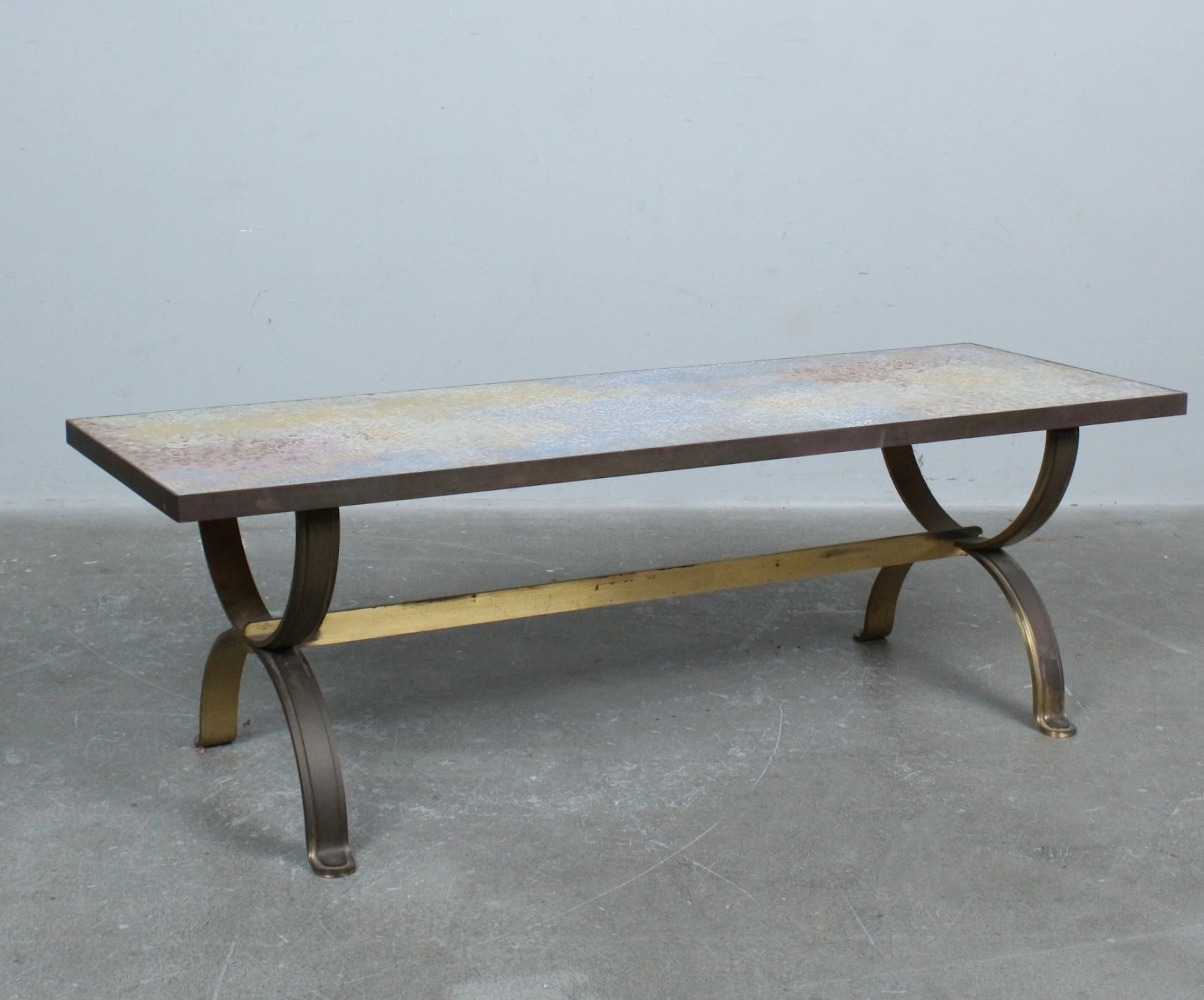 BERTHOLD MÜLLER. Mosaik Coffee Table / Couchtisch, Holz, Stein, Messing.