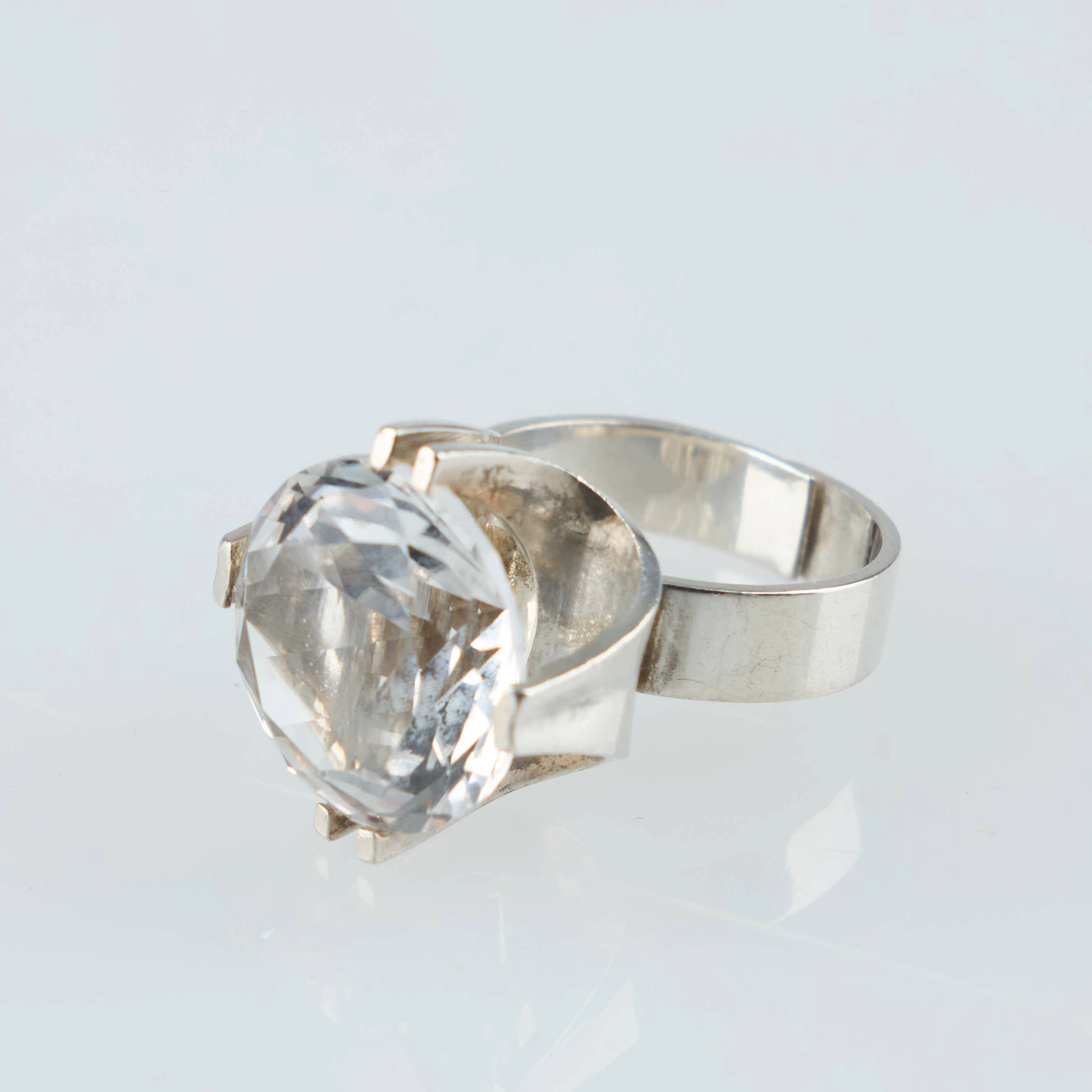 ELIS KAUPPI. Ring, 925 silver, bergkristall, Ø ca 18,75, Kupittaan Kulta 1978.
