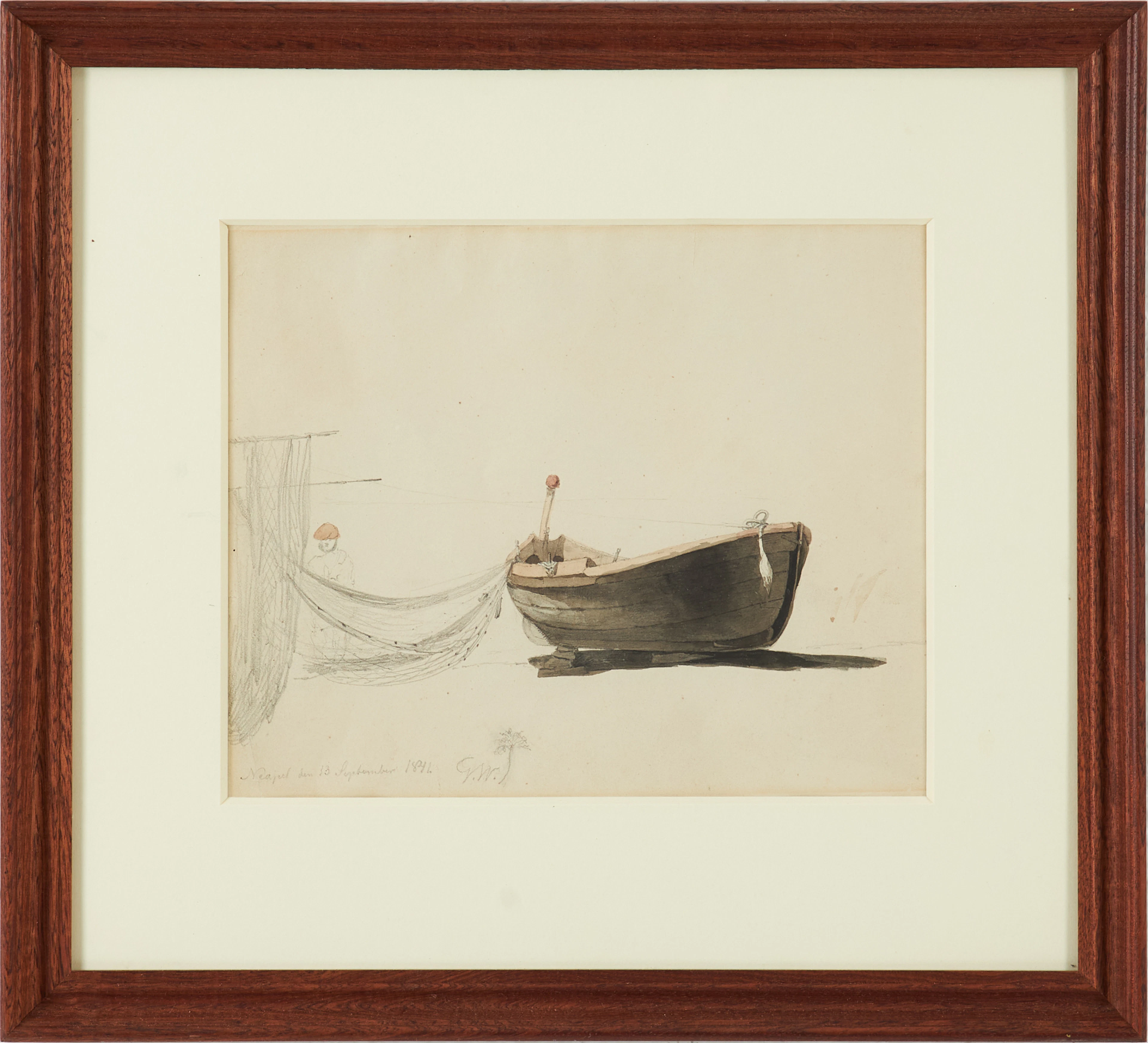 GUSTAF WILHELM PALM. Fiskare som lagar nät, Neapel.
