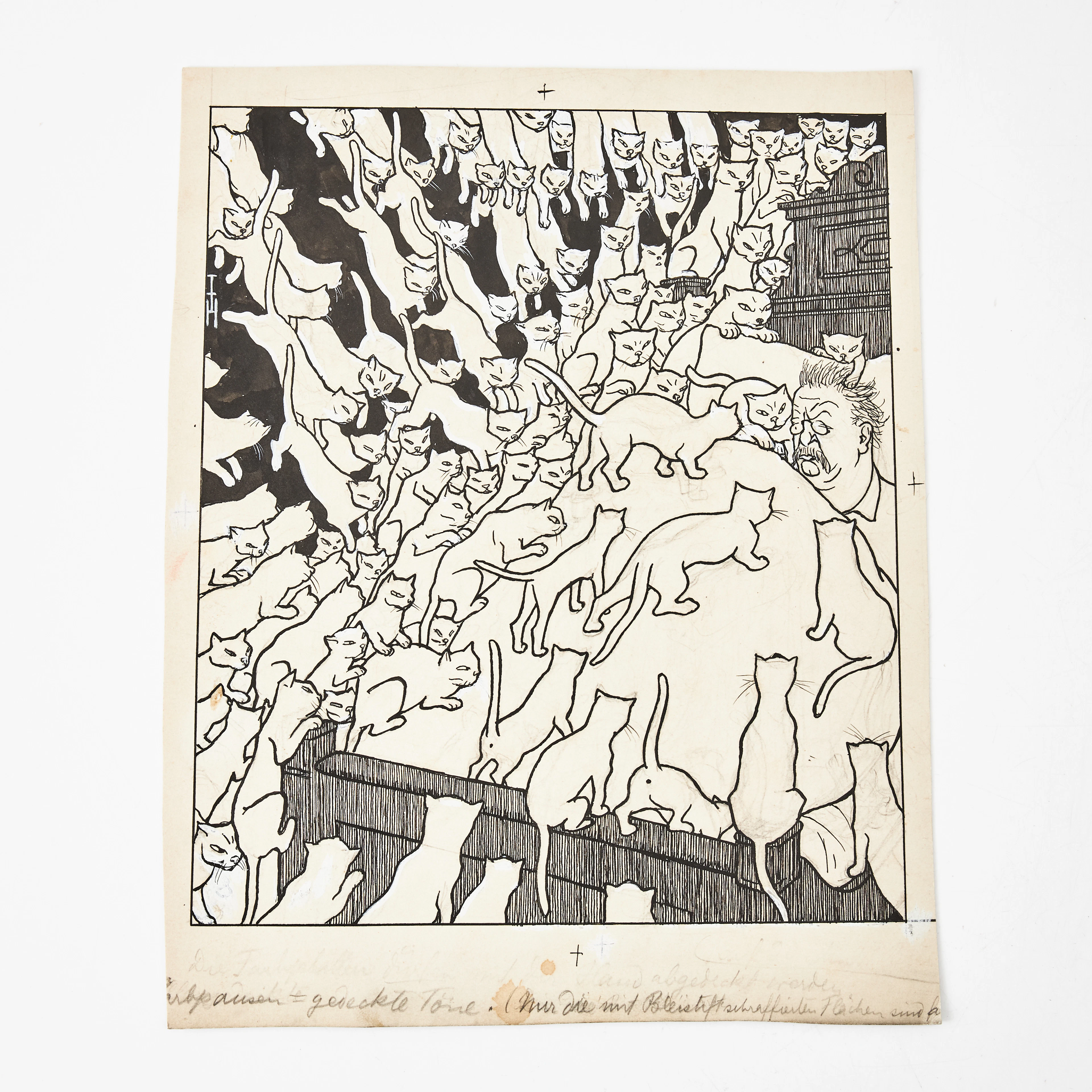 THOMAS THEODOR HEINE. Förlaga till illustration för tidsskriften Simplicissimus