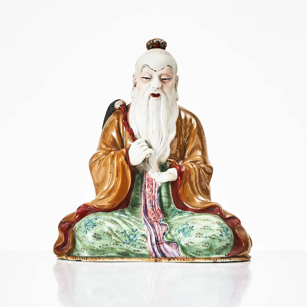 FIGURIN, porslin, Kina, 1900-tal, i form av taoistisk Gud, delvis