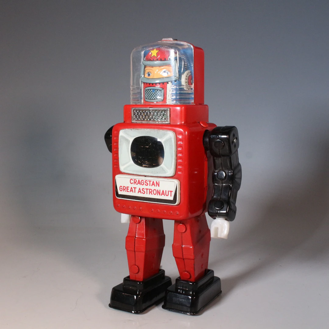 Cragstan Great Astronaut Roboter, Alps, Blech, 1960er Jahre, Japan.