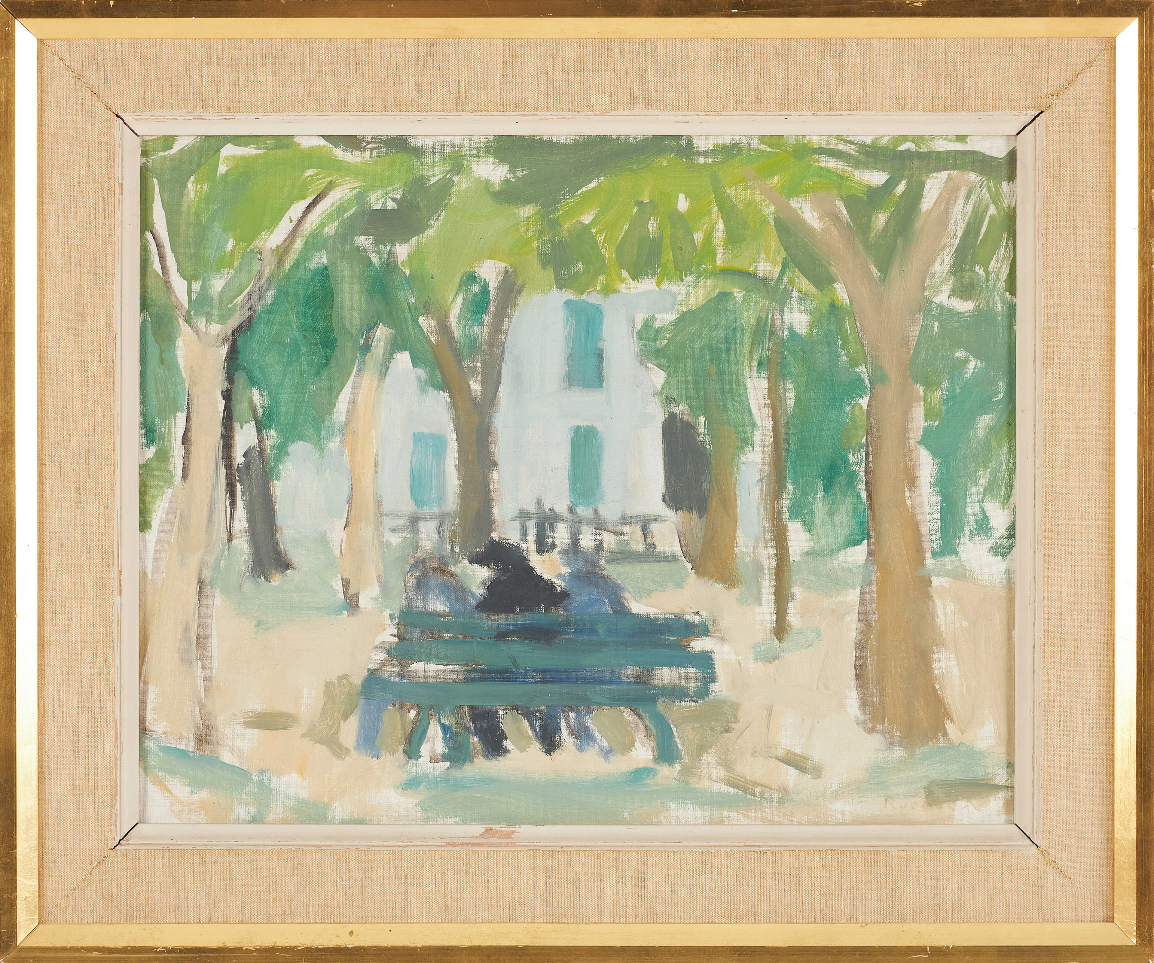 GUSTAV RUDBERG. parkmotiv, olja på duk, signerad Rudberg.